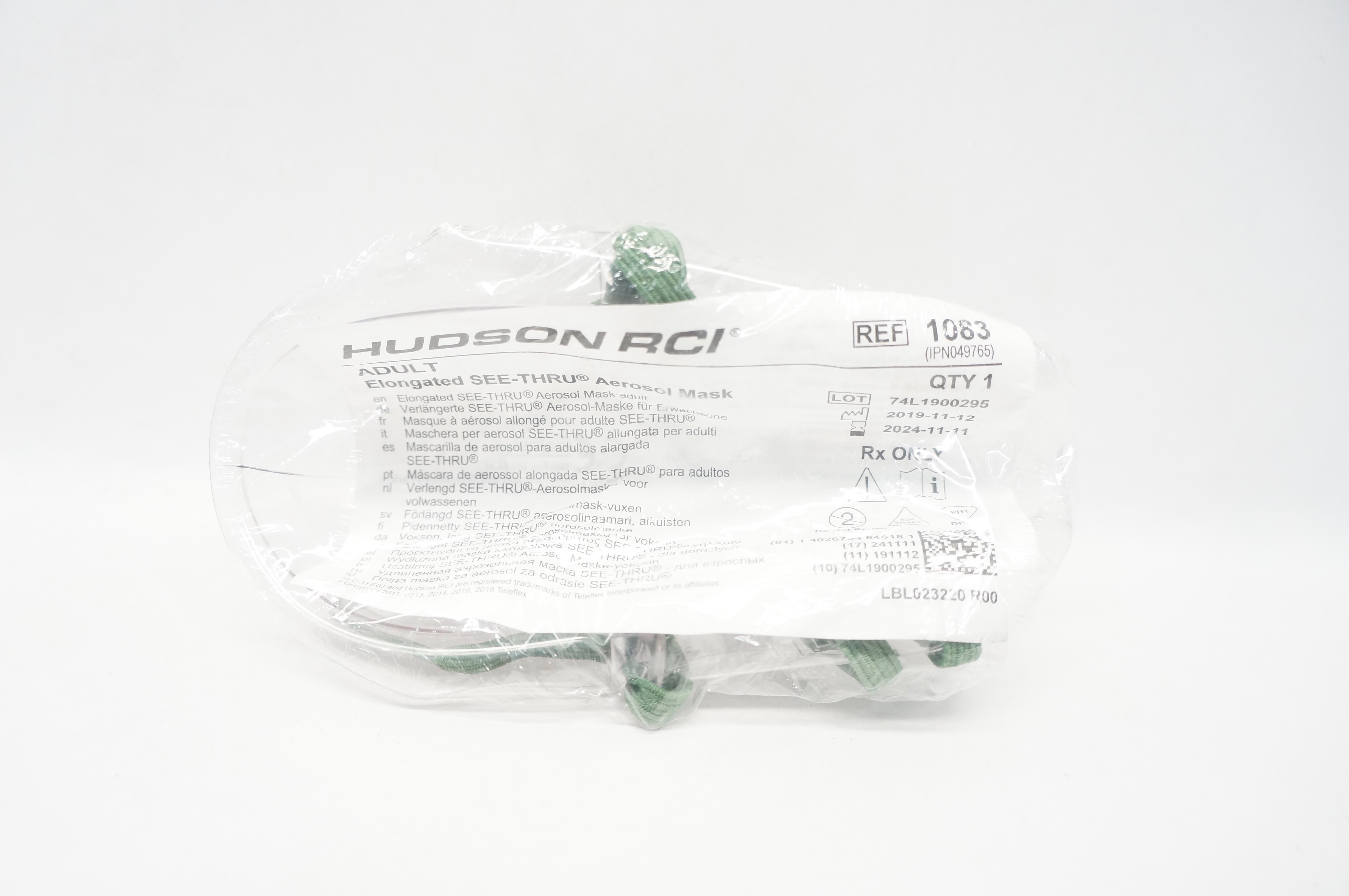 Hudson RCI 1083 Teleflex Elongated SEE-THRU Aerosol Mask Adult