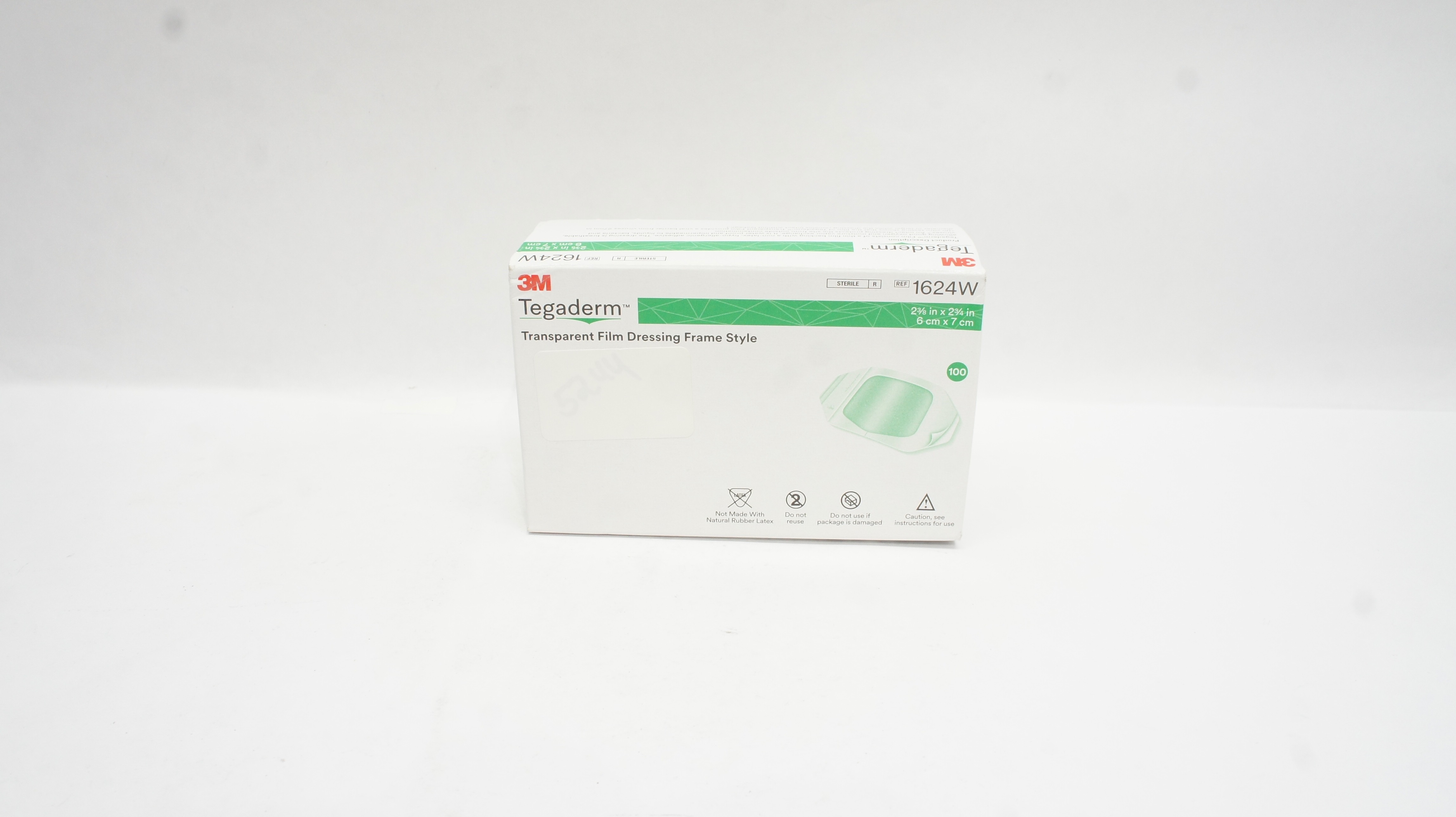 3M 1624W Tegaderm Transparent Film Dressing 2 3/8 x 2 3/4 inch - Box of 100