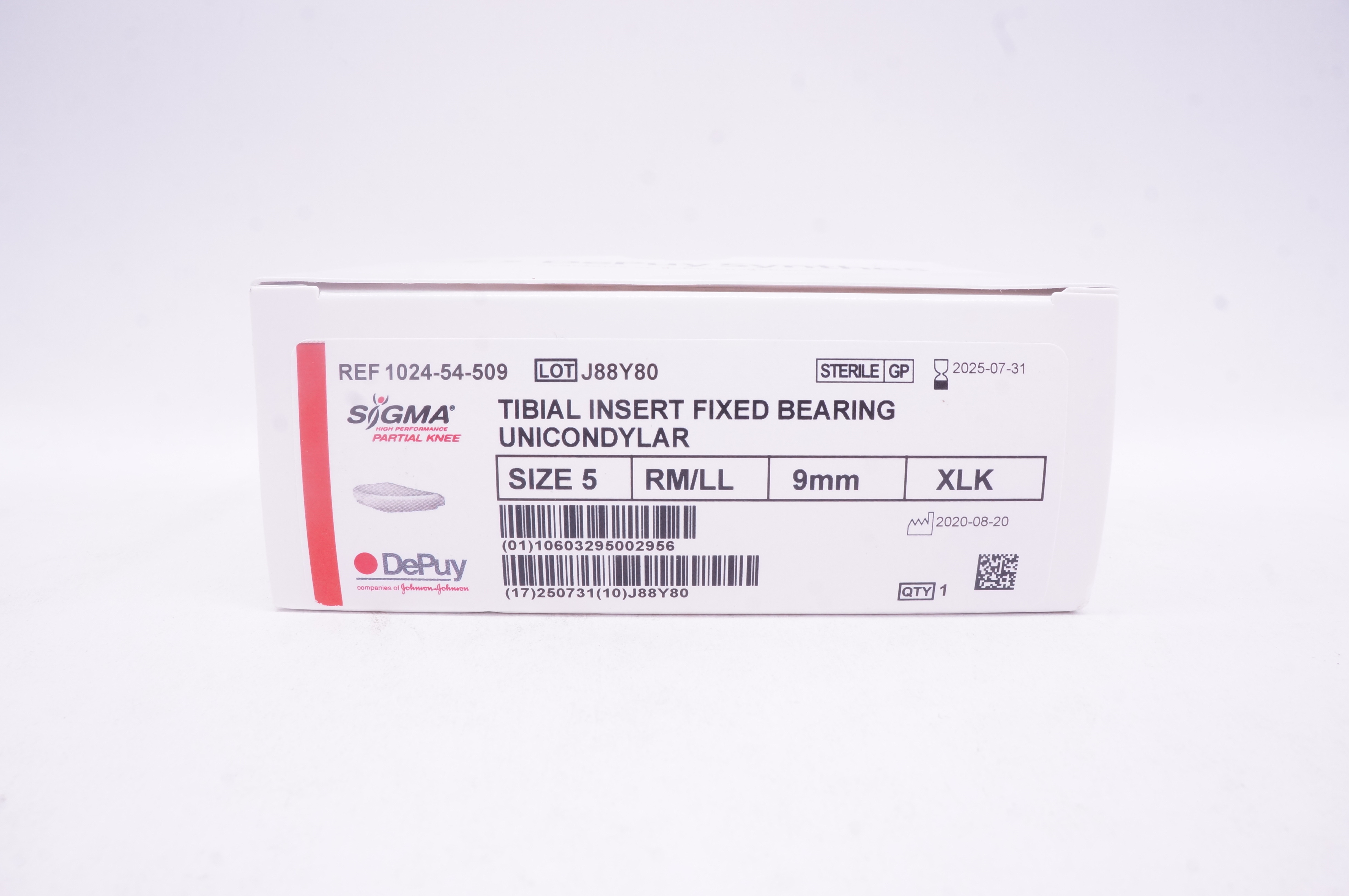 DePuy 1024-54-509 Sigma Tibial Insert Fixed Bearing Unicondylar Size 5 ...