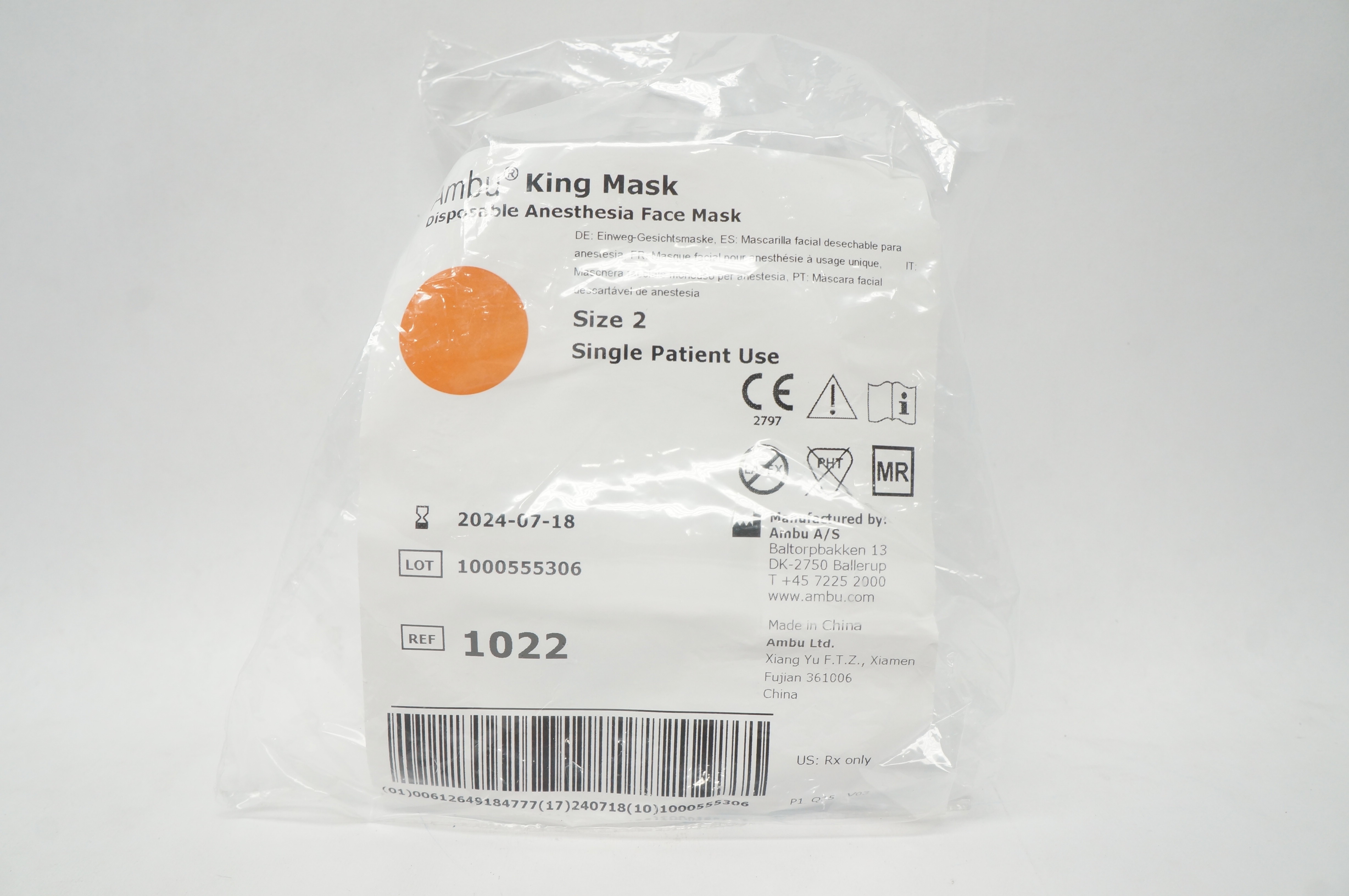 AMBU 1022 King Mask Disposable Anesthesia Face Mask Size 2
