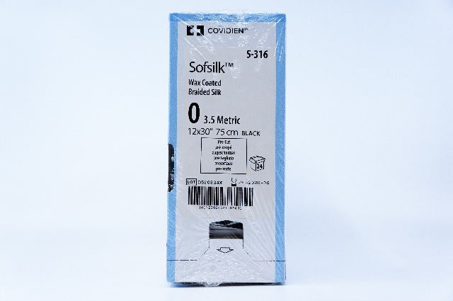 Covidien S-316 0 Sofsilk, Wax Coated Braided Silk, 12 x 30inch ~ Pack of 24