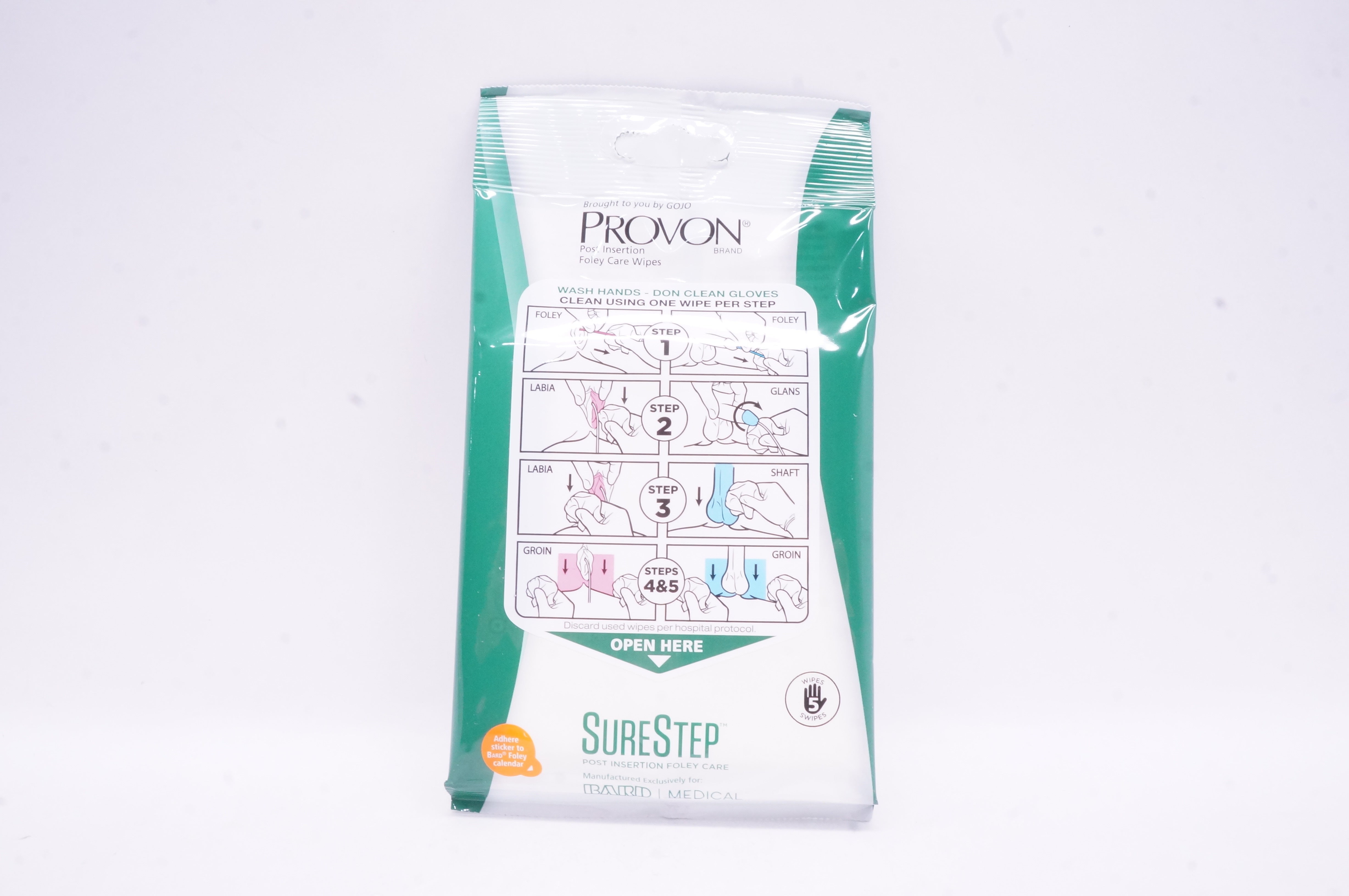 Bard DFC100 SURESTEP Post Insertion Foley Care Wipes 7.9 x 7.9in-Pack of 5 (x)