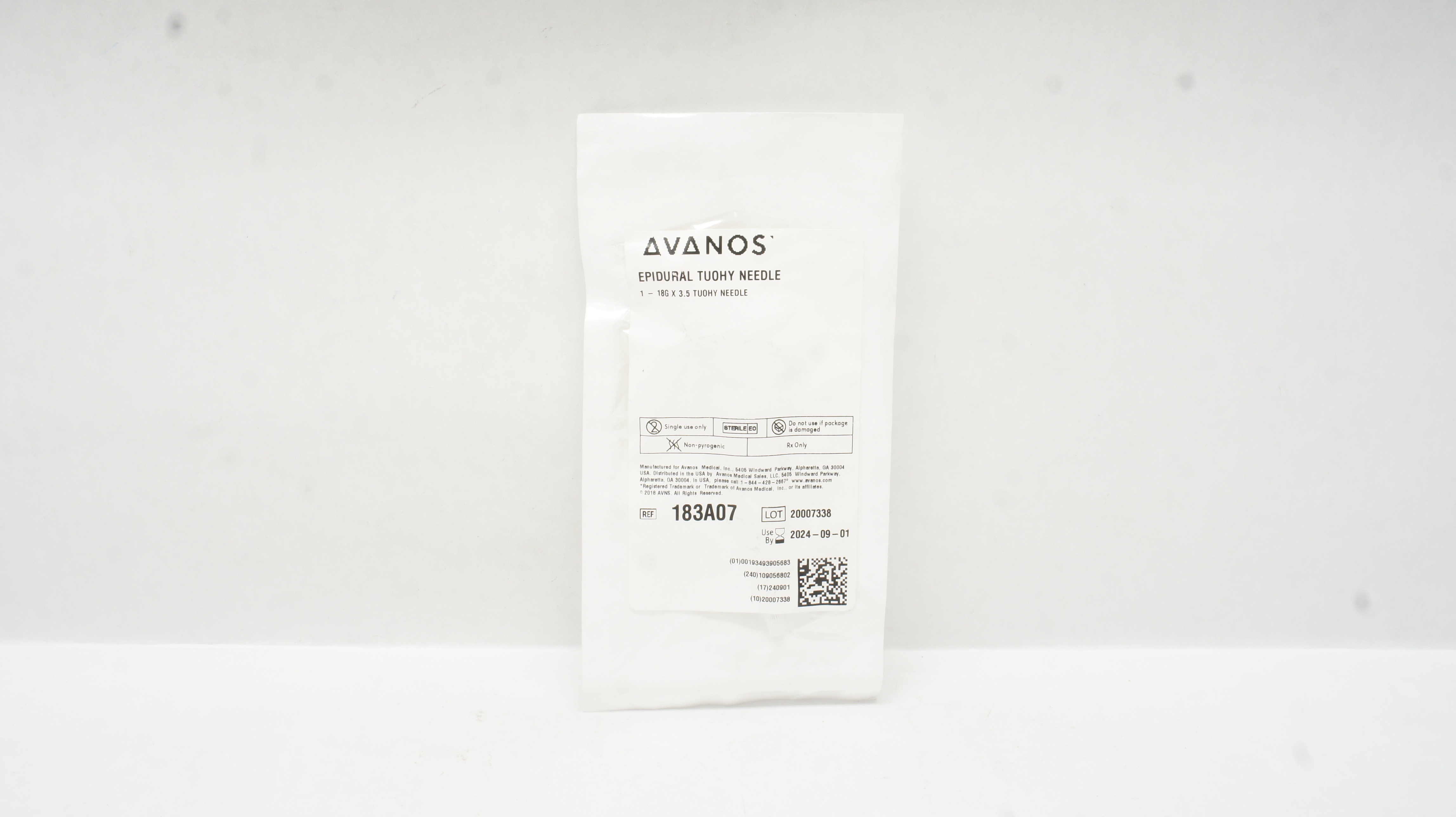 Avanos 183A07 Epidural Tuohy Needle 18G x 3.5 Needle