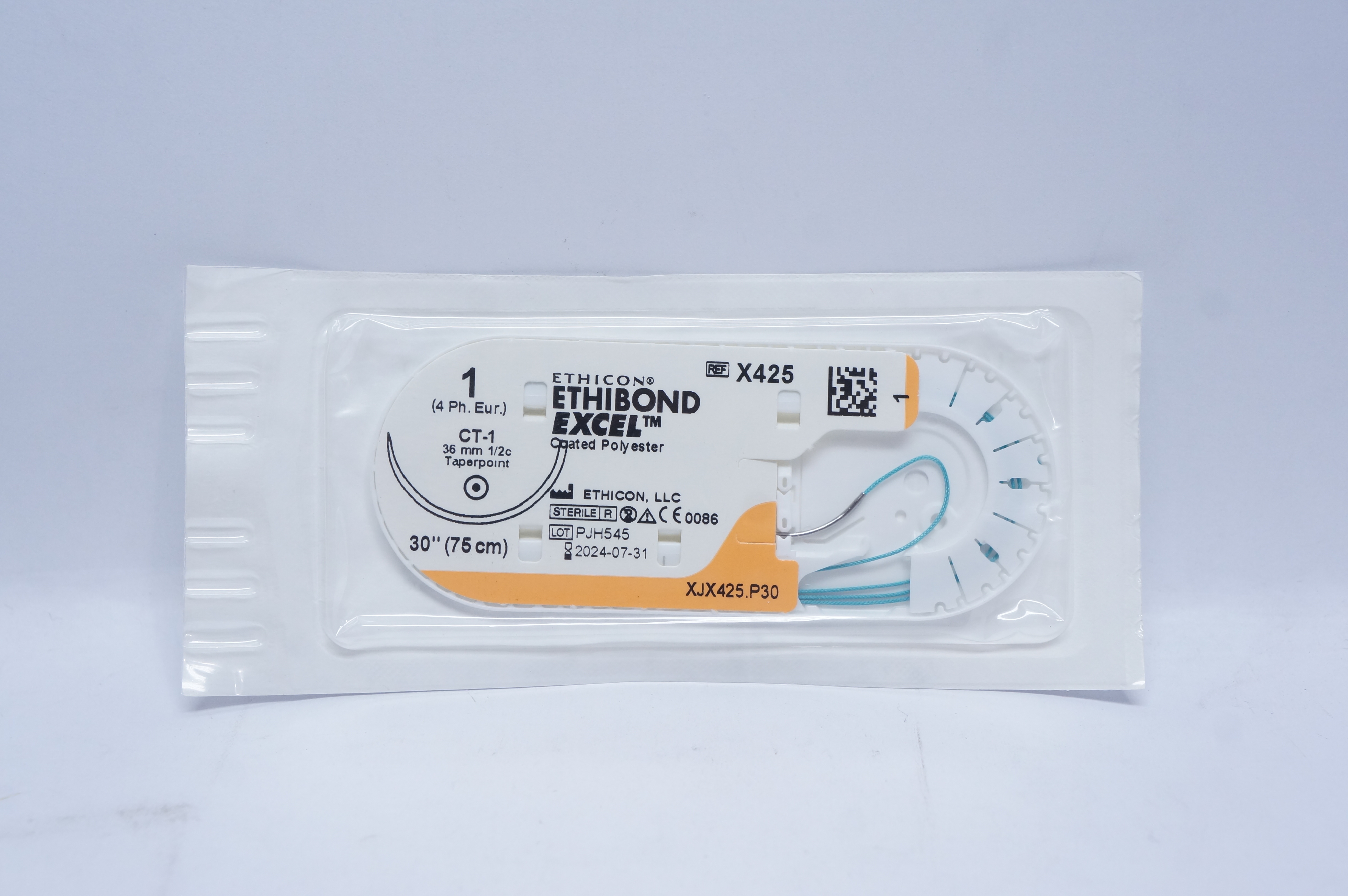 Ethicon X425 1 ETHIBOND EXCEL, CT-1, 36mm 1/2c Taperpoint, 30inch
