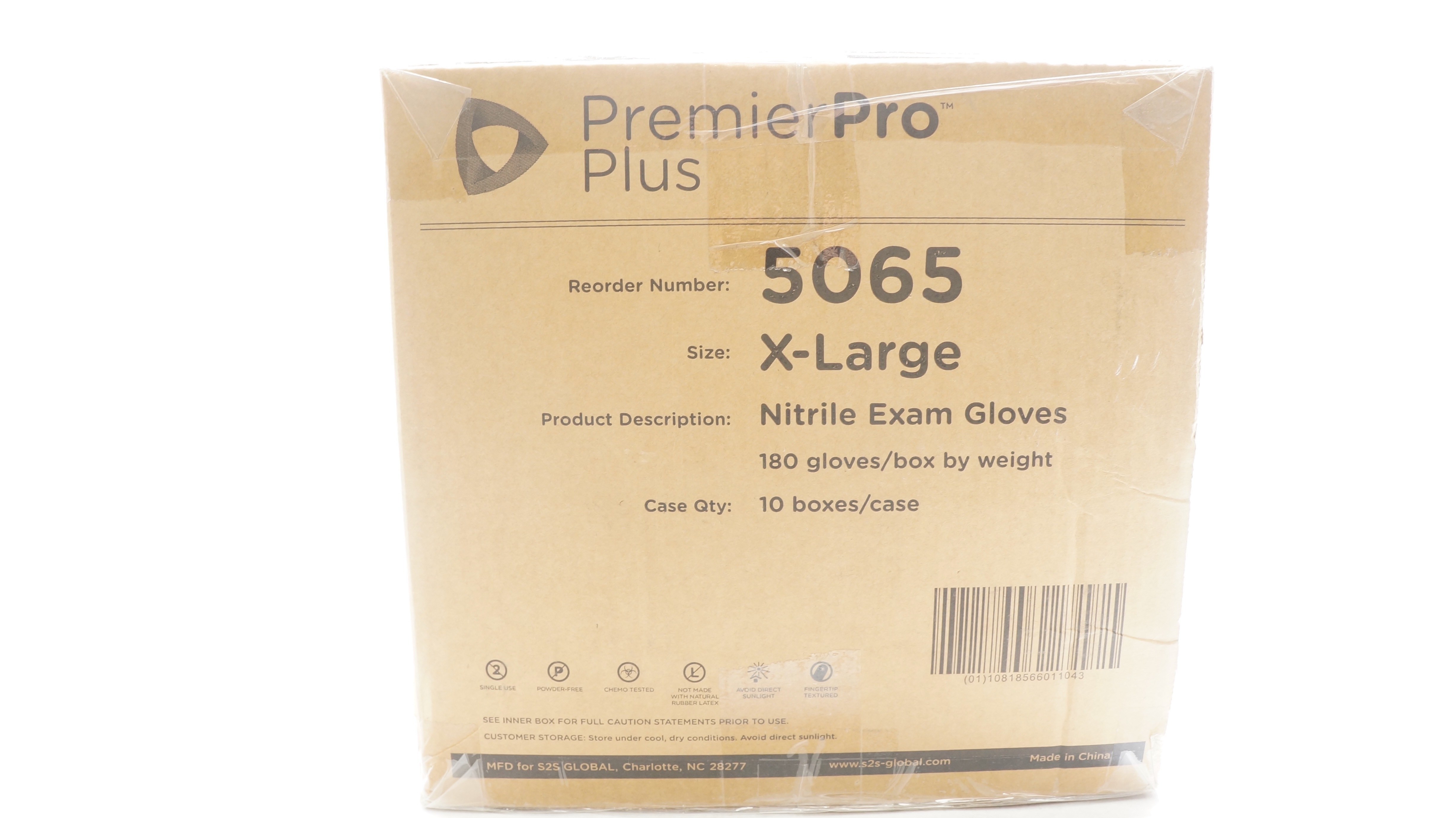 S2SGlobal 5065 PremierPro Plus Nitrile Exam Gloves X-Large- Case of 180