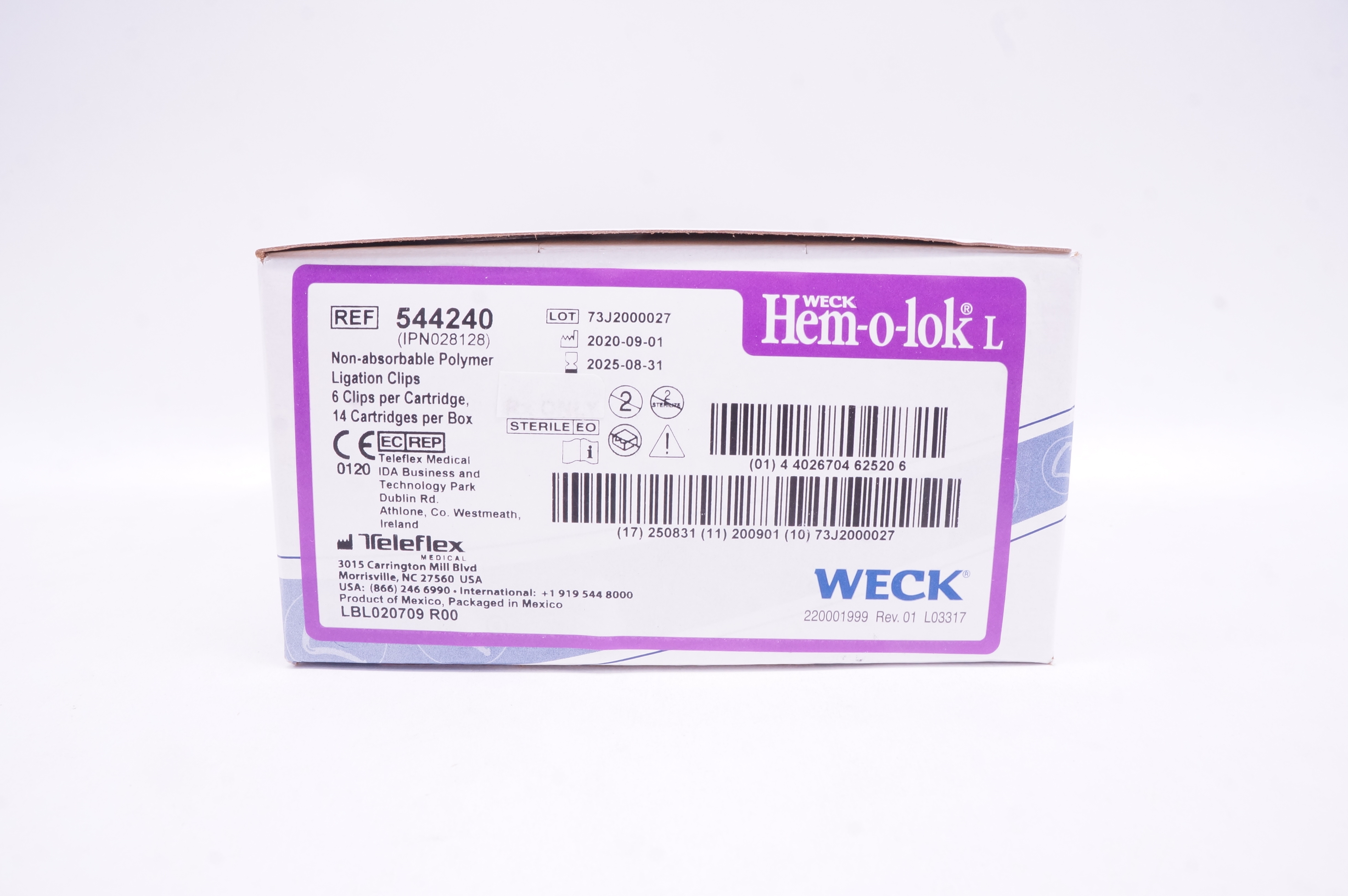 Teleflex 544240 Weck Hem-o-lok 6 Non-Absorbable Polymer Ligating Clips Large