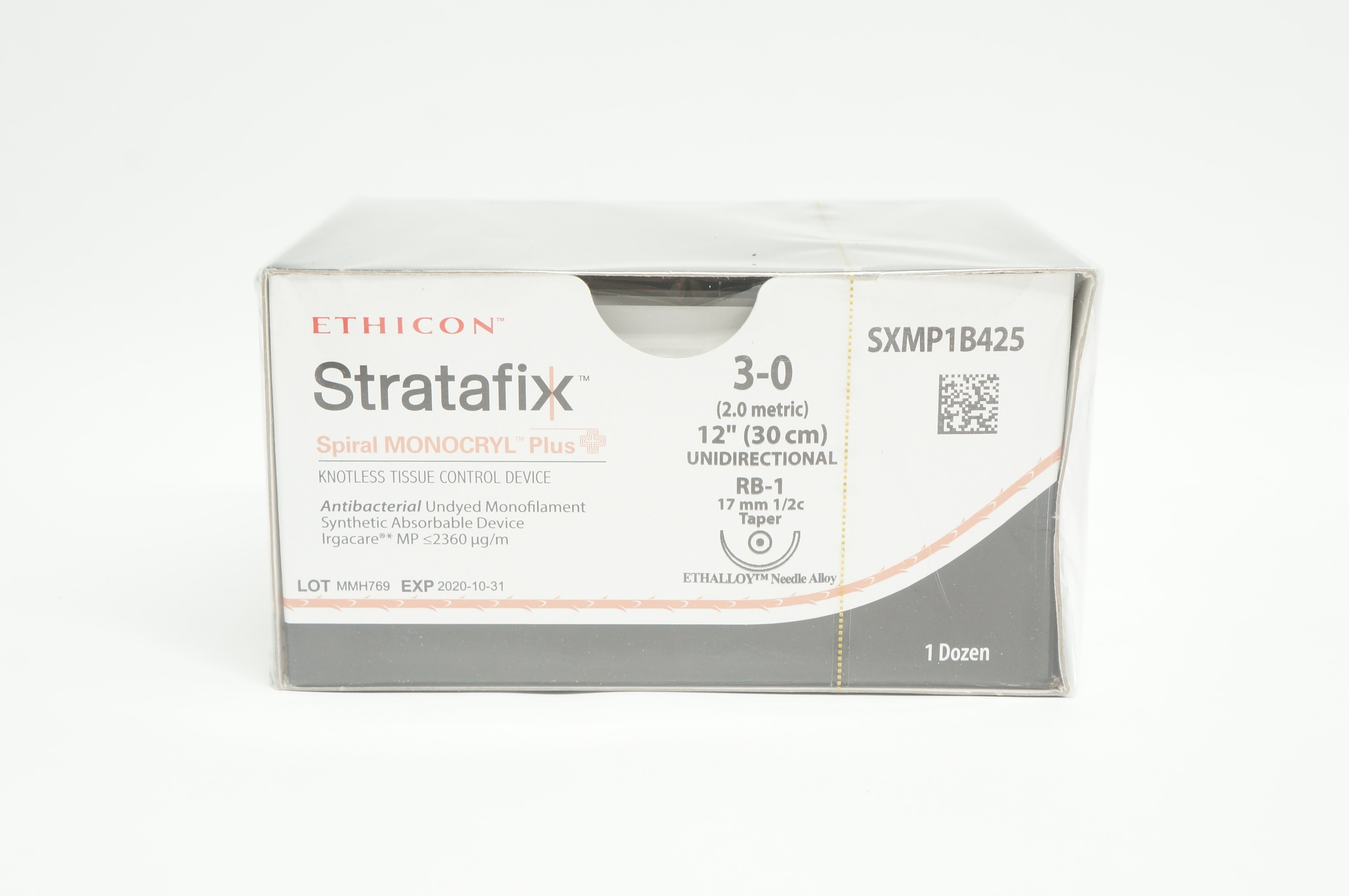 Ethicon SXMP1B425 3-0 STRATAFIX RB-1 17mm 1/2c Taper, 12inch (x)-Box of 12