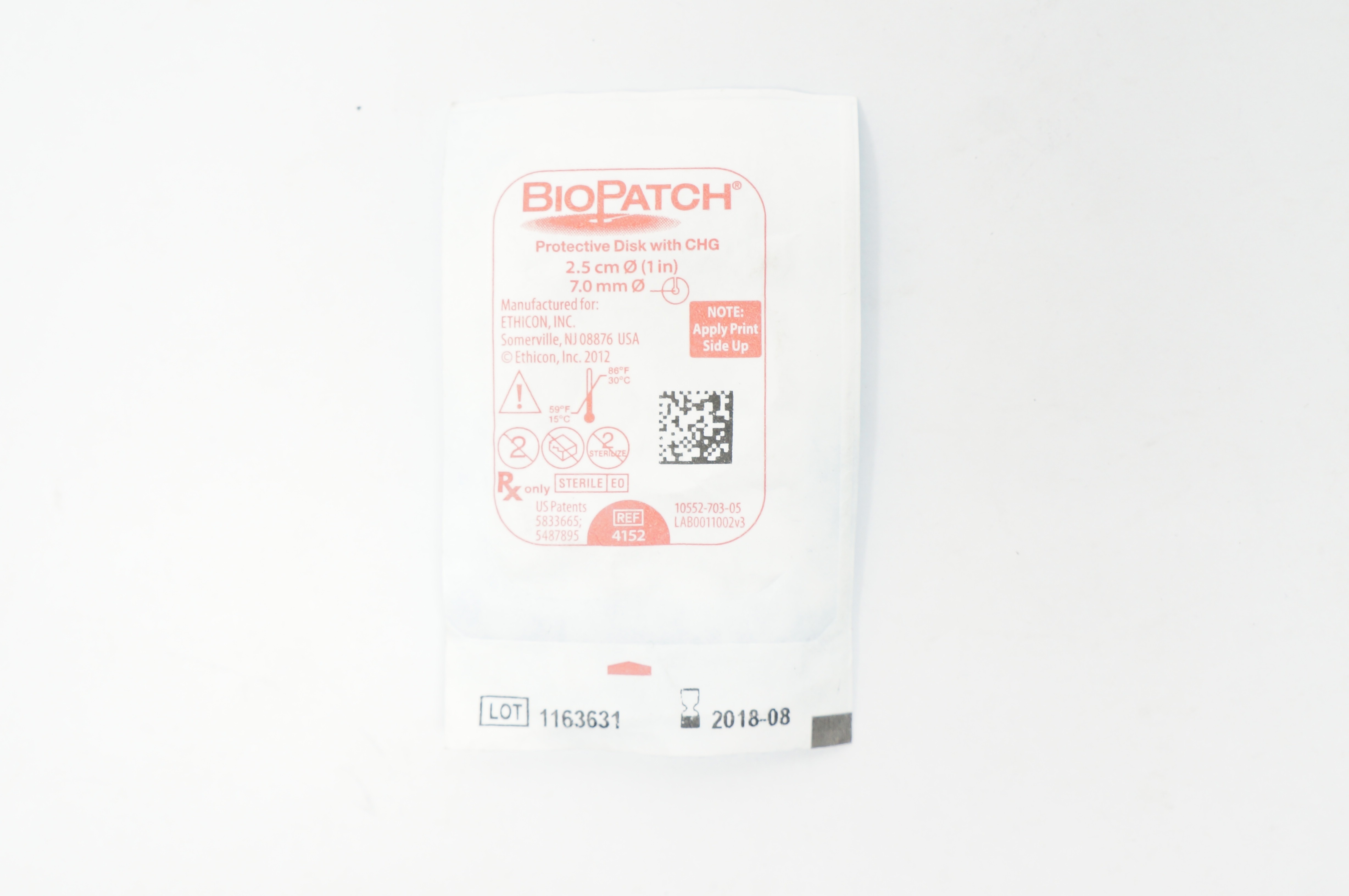 Ethicon 4152 BioPatch Protective Disk with CHG 1 in. x 7.0 mm (x)