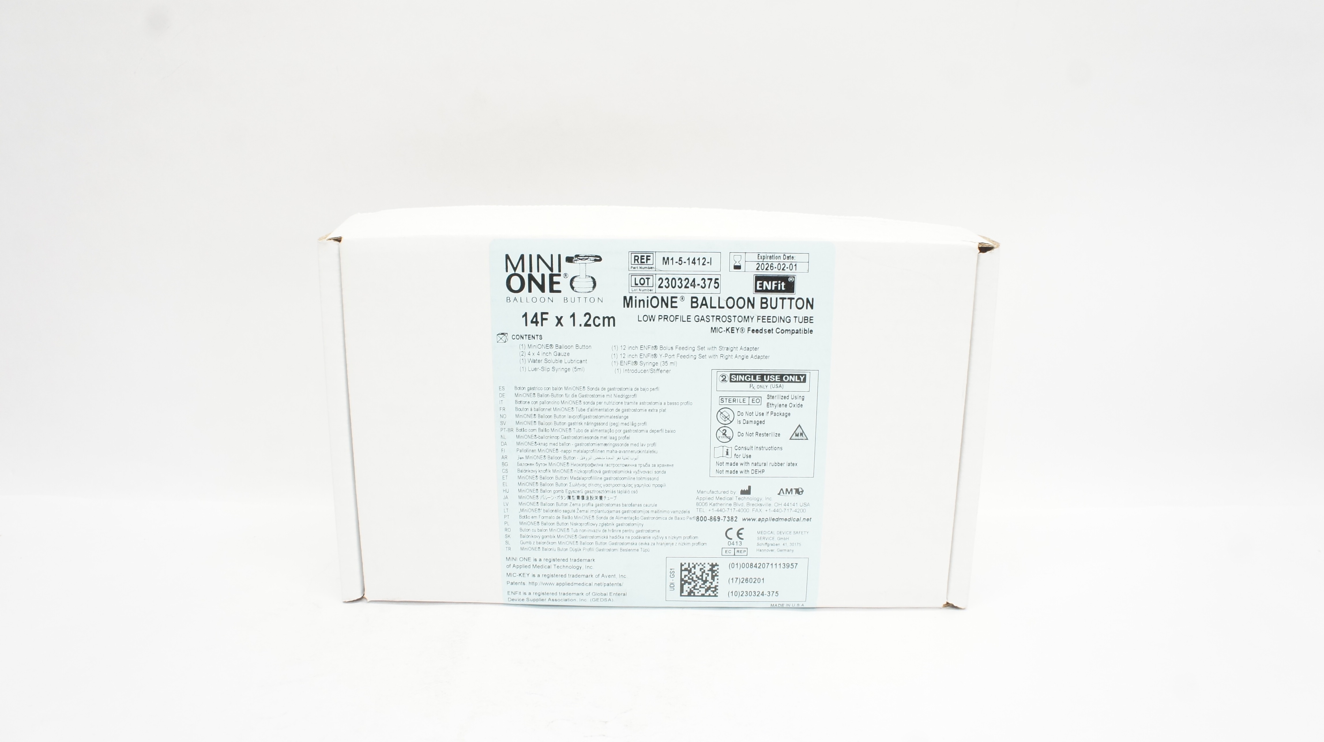 Applied Medical M1-5-1412-I ENFit MiniOne Balloon Button 14F x 1.2cm