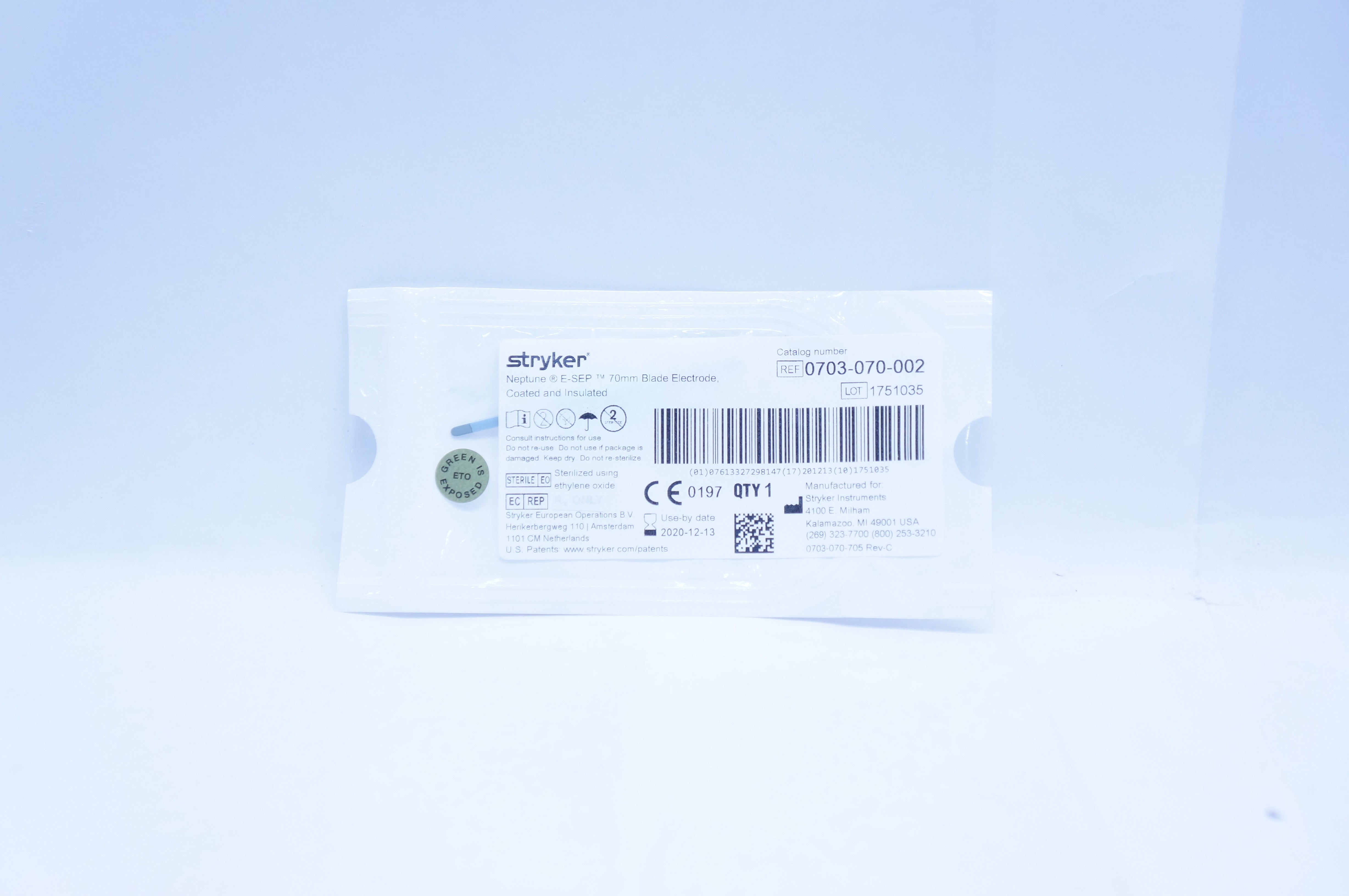 Stryker 0703-070-002 Neptune E-SEP 70mm Blade Electrode, Coated