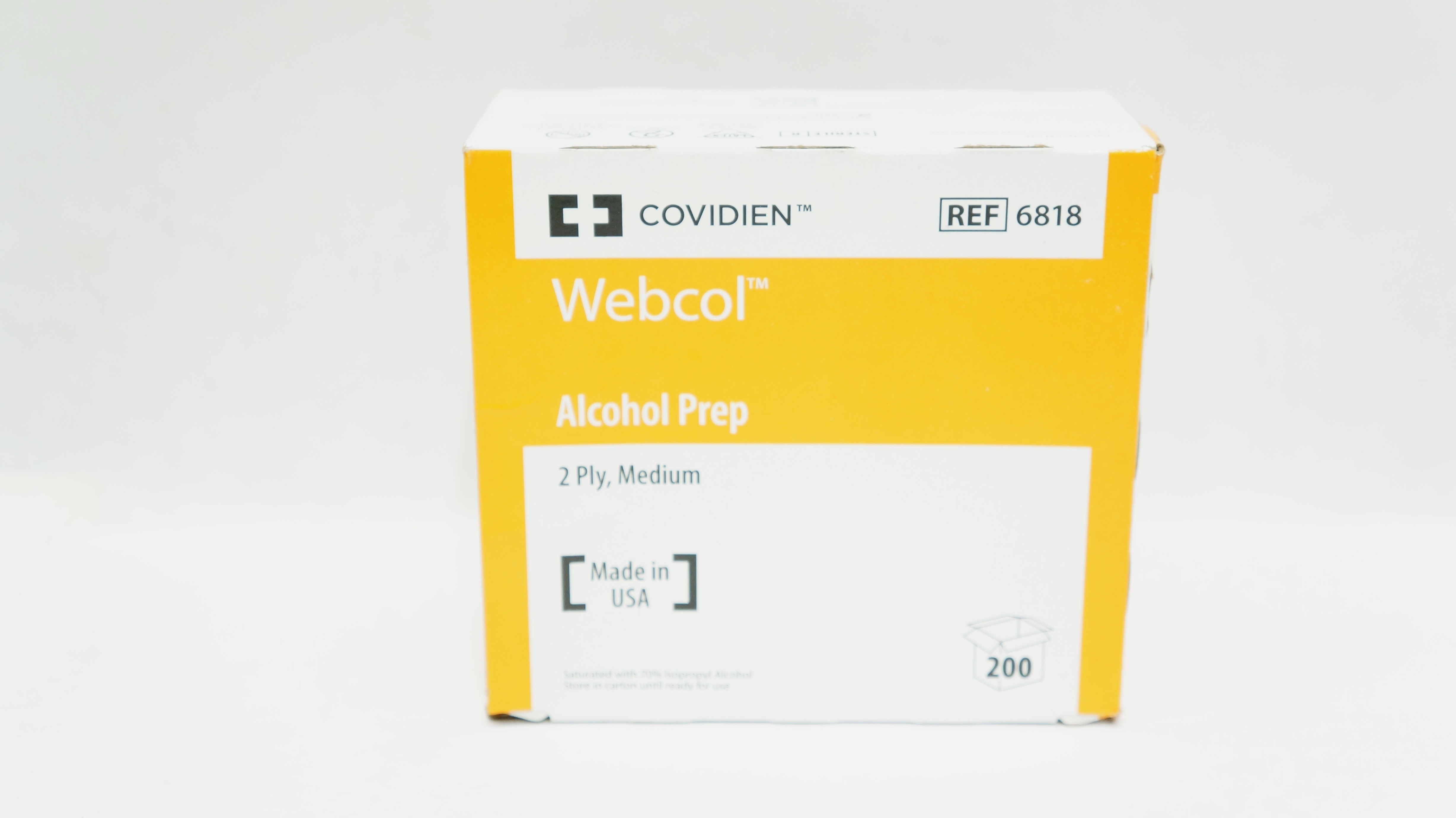 Covidien 6818 Webcol Alcohol Prep, 2Ply Medium - Box of 200