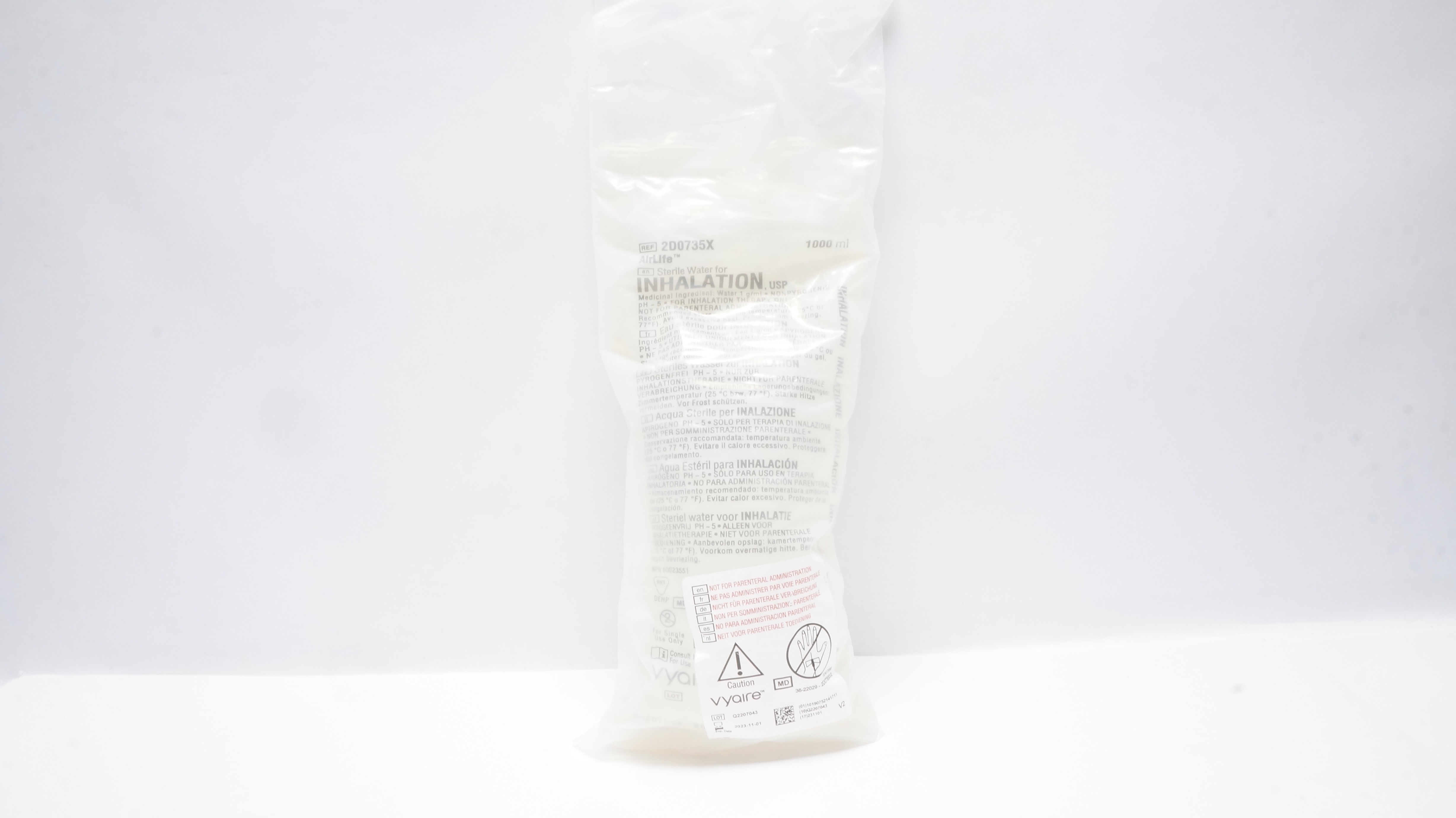 Vyaire 2D0735X AirLife Sterile Water for Inhalation 1000ml (x)
