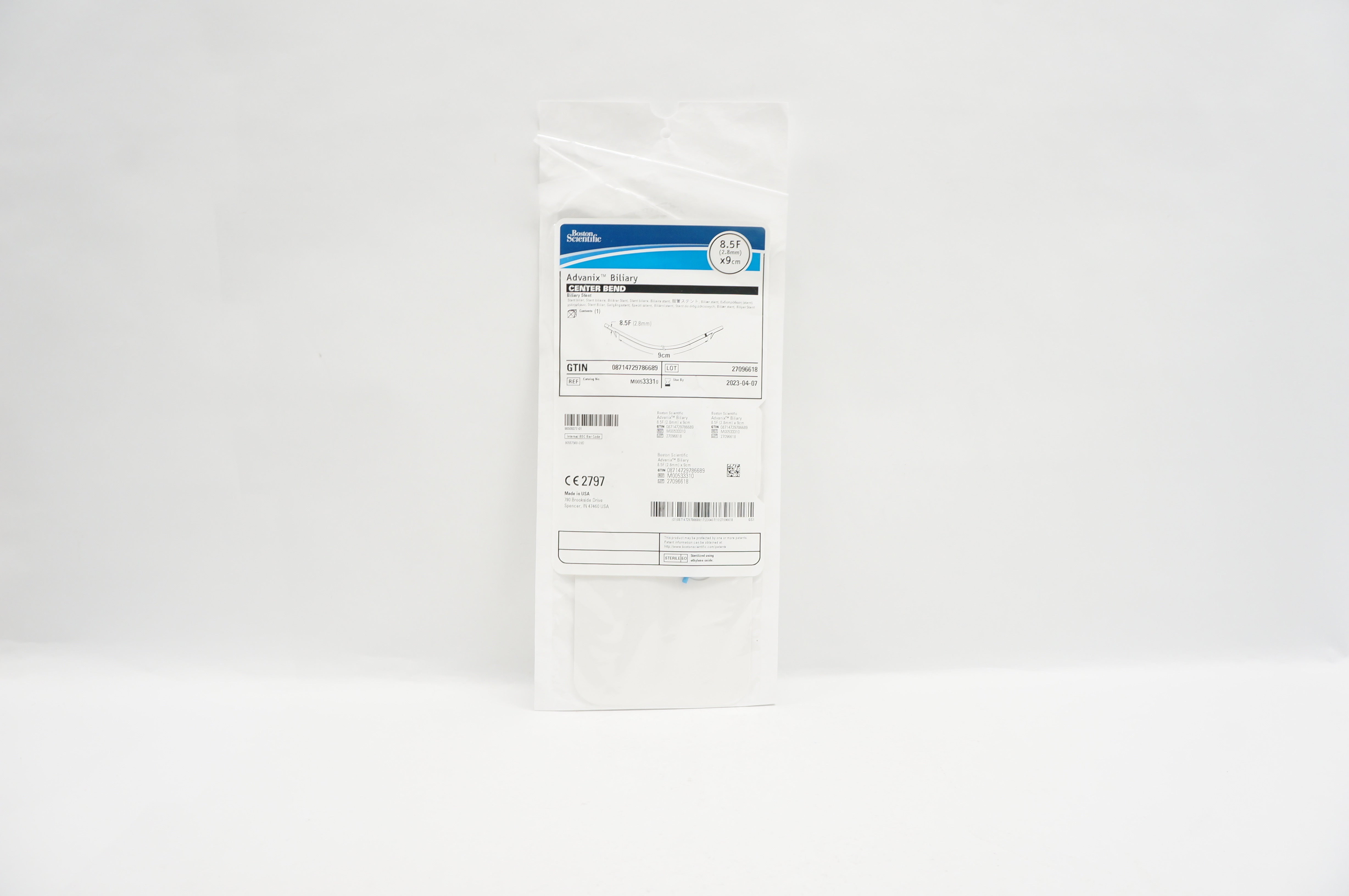 Boston Scientific M00533310 Advanix Biliary Stnt Center Bend 8.5F x 9cm