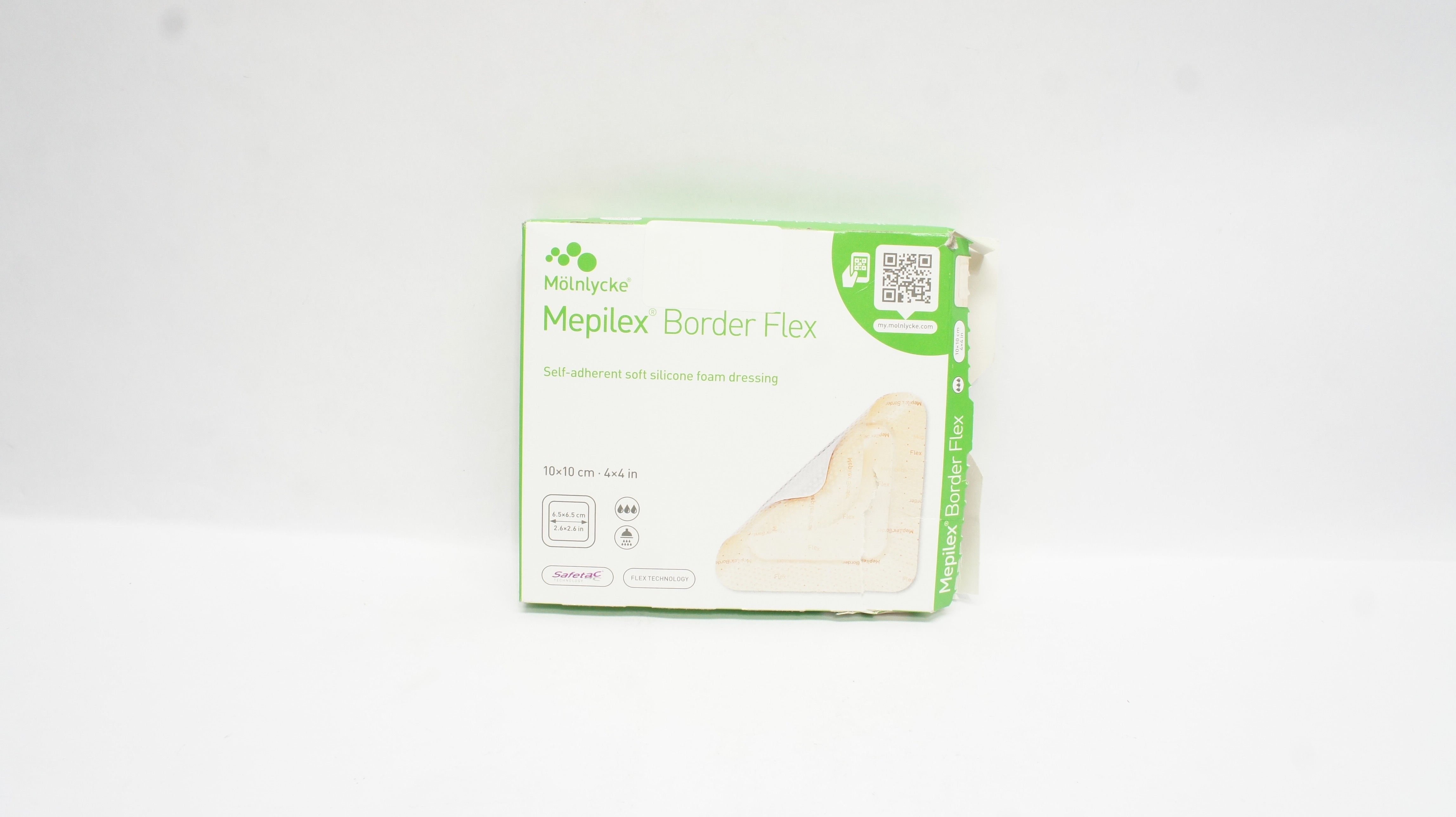 Molnlycke Healthcare 595300 Mepilex Border Flex w/Safetac Tech 4x4inch -Box of 4