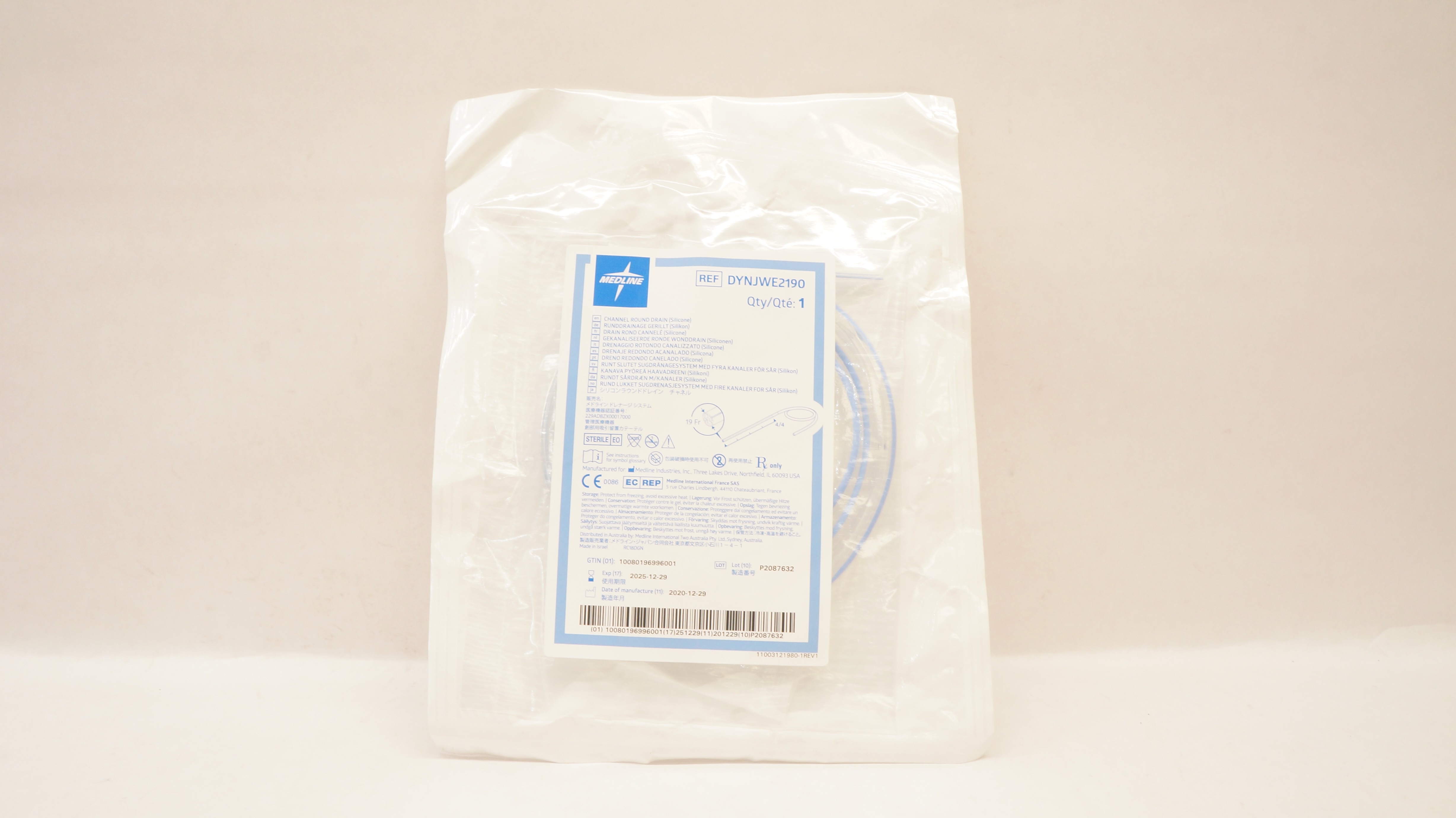 Medline DYNJWE2190 Channel Round Drain 19Fr.