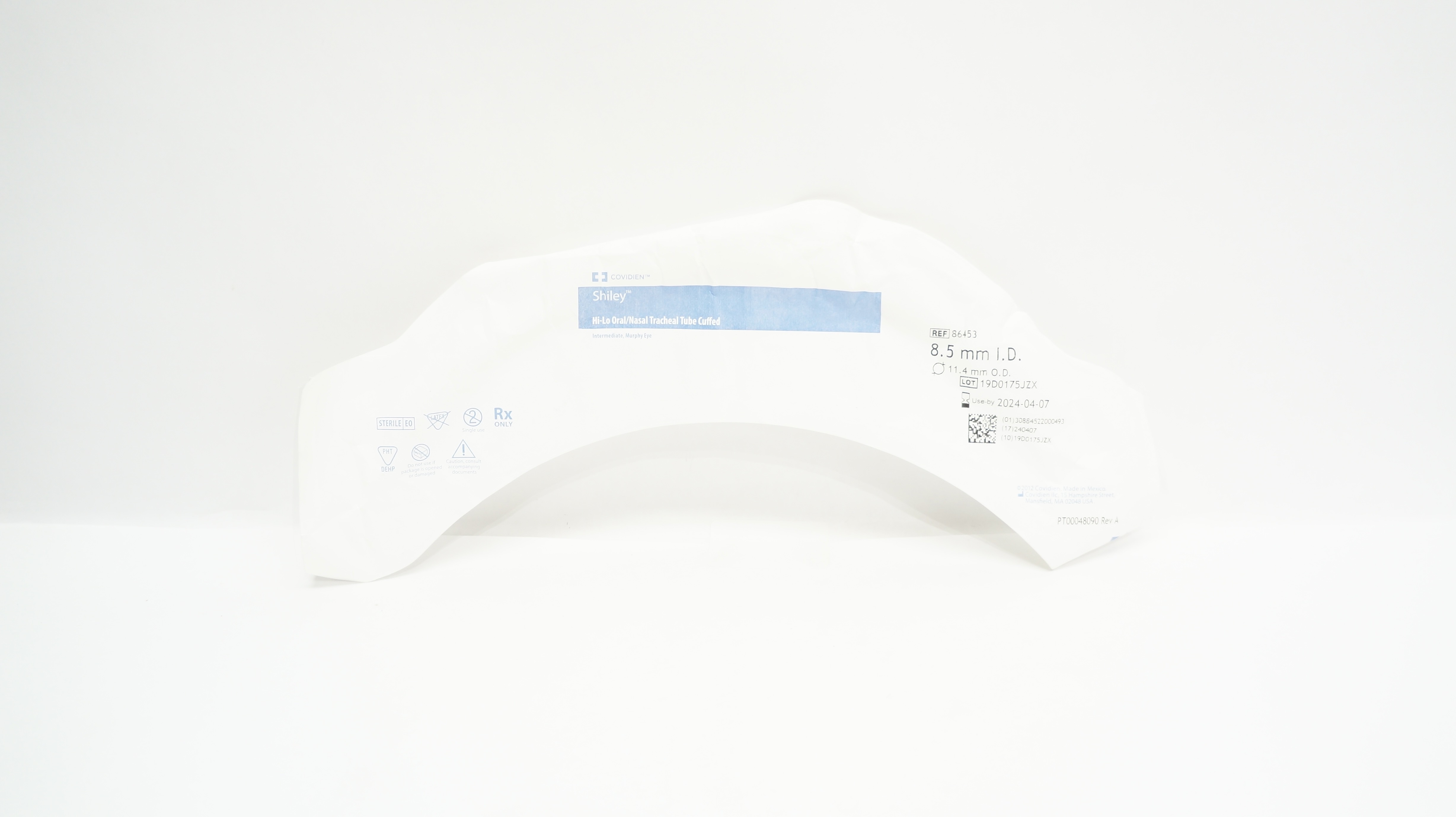Covidien 86453 Shiley Hi-Lo Oral/Nasal Tracheal Tube Cuffed 8.5mm ID x 11.4mm OD
