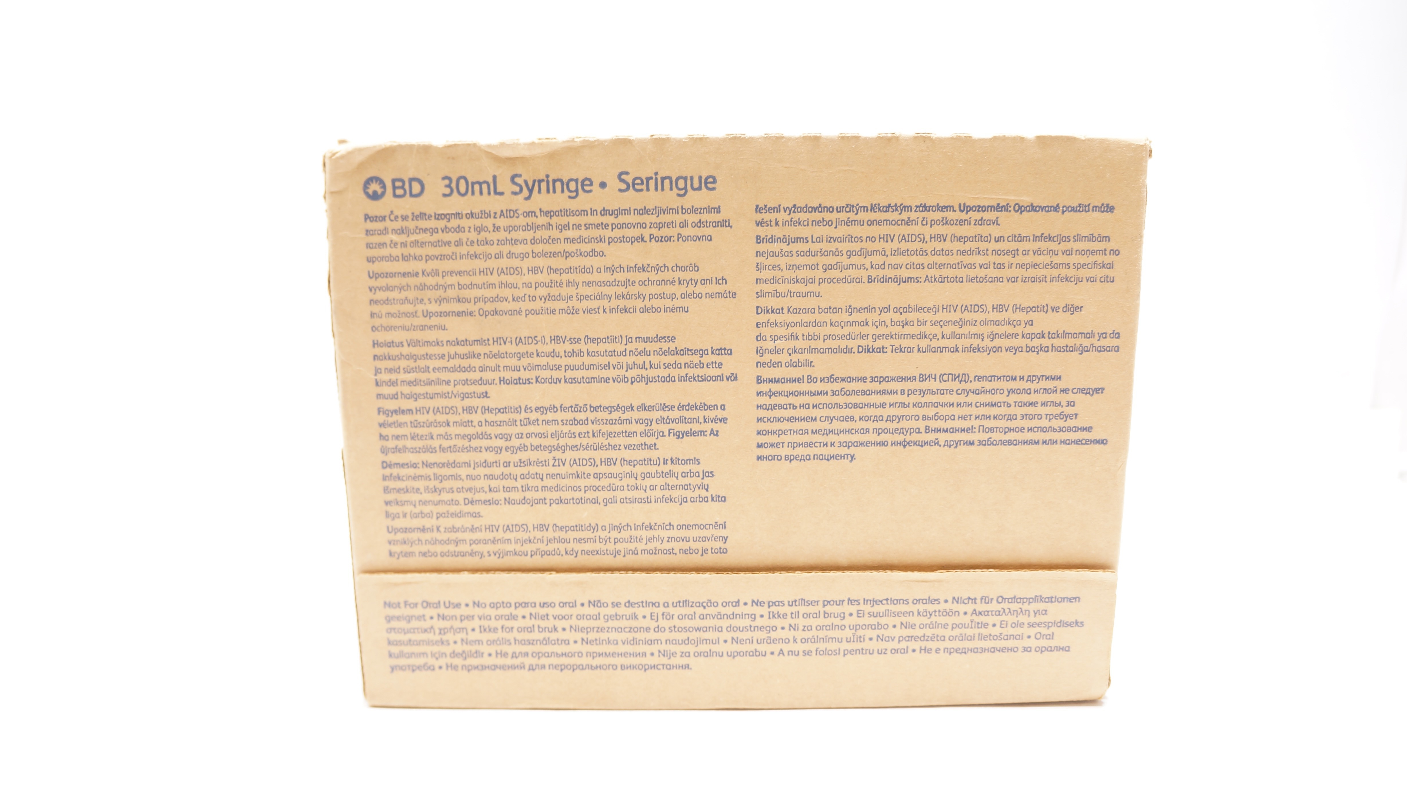 BD 302833 30 ml Syringe Slip Tip - Box of 56