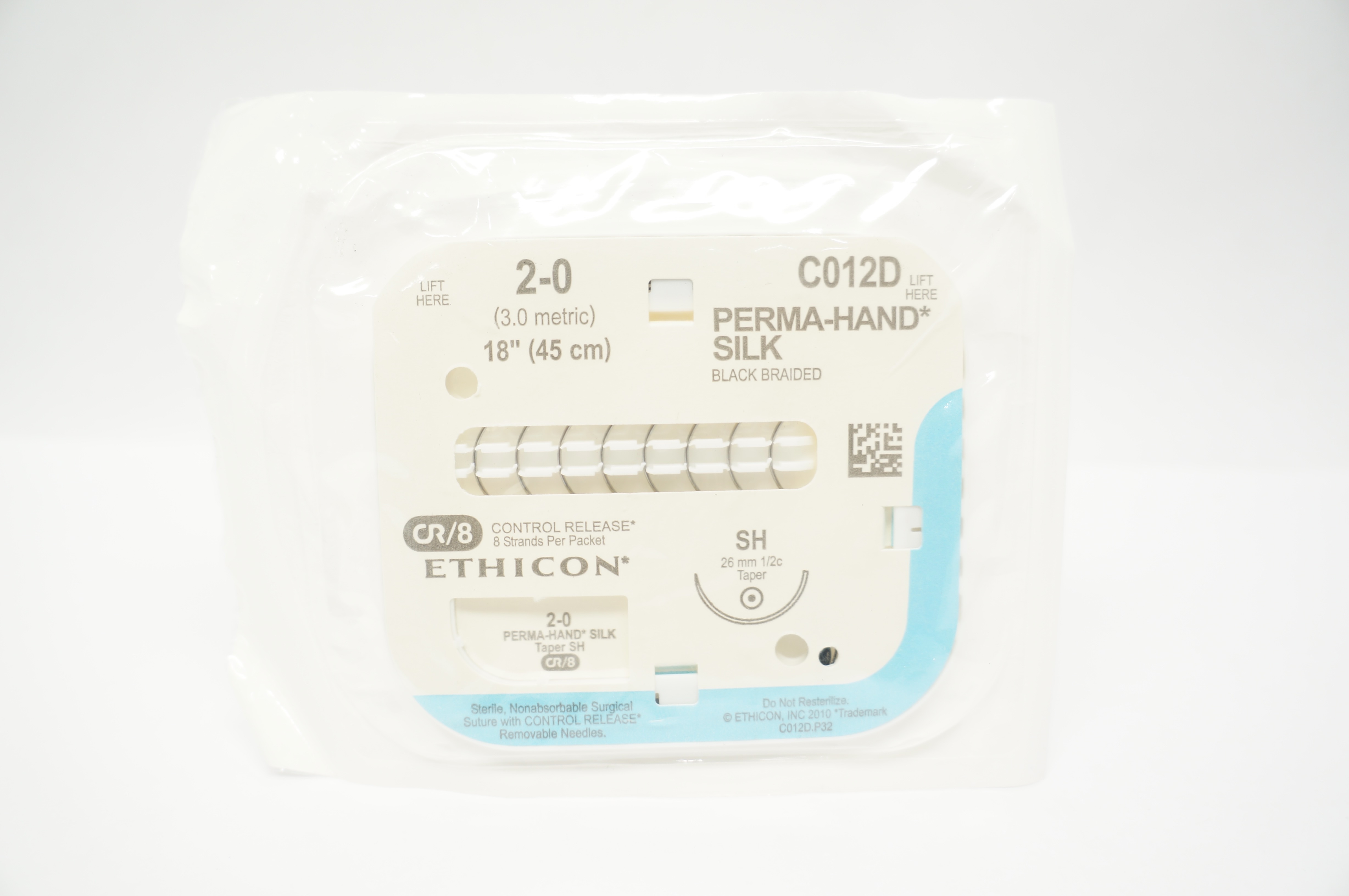 Ethicon C012D 2-0 PERMA-HAND SILK Stre SH 26mm 1/2c Taper 18inch