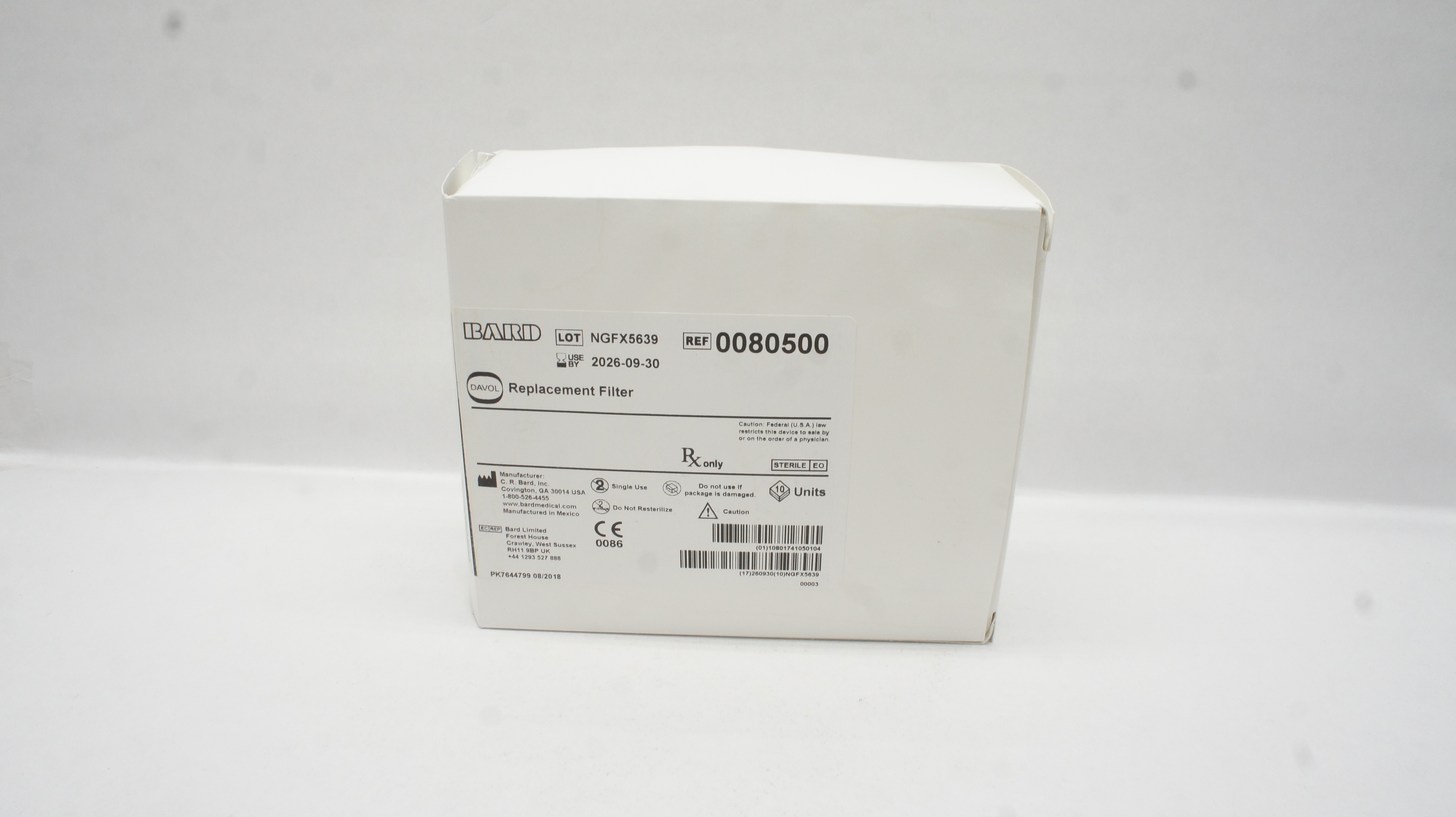 Bard 0080500 Davol Replacement Filter - Box of 9