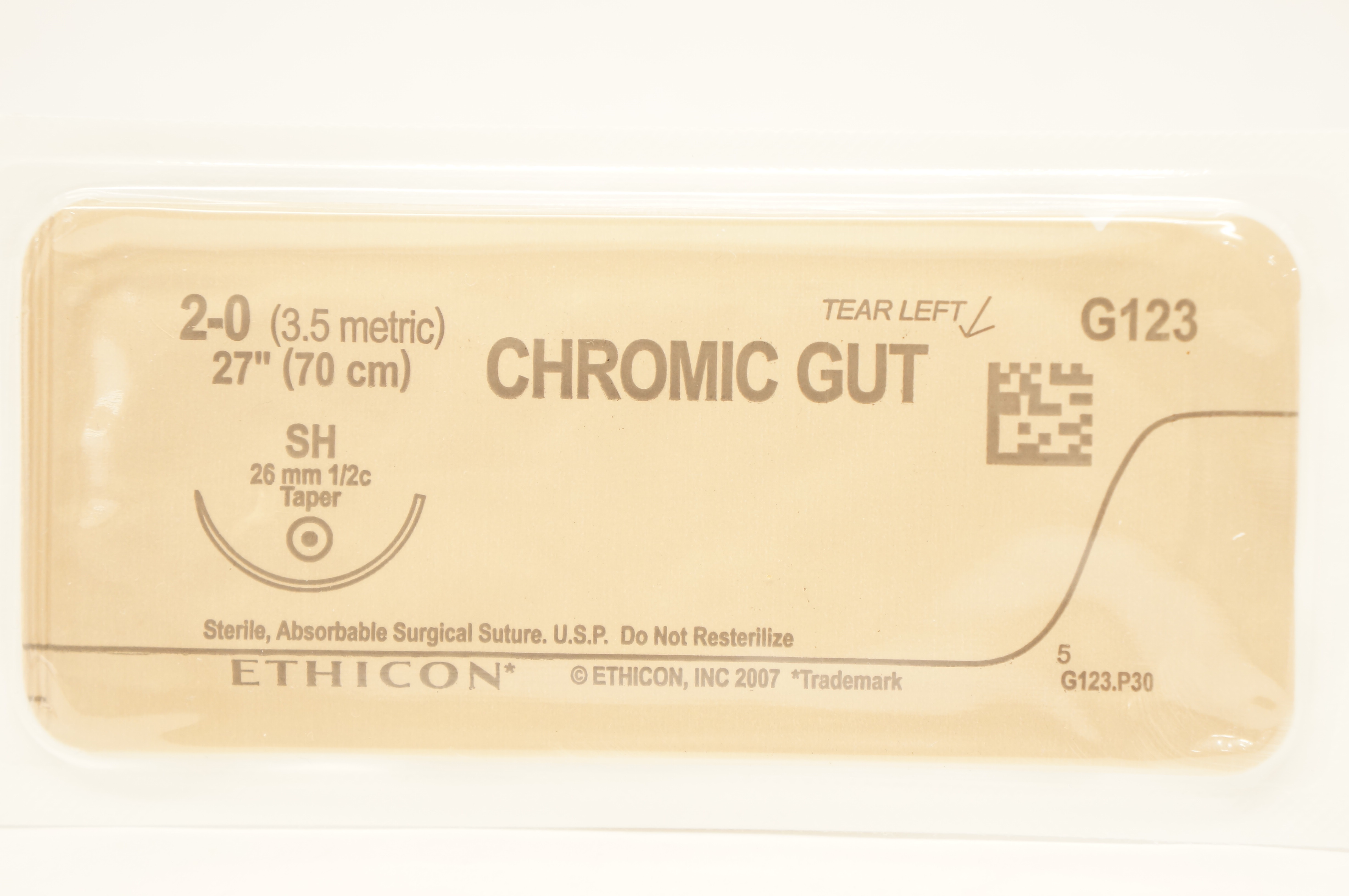 Ethicon G123 2-0 Chromic Gut Surgical Stre SH 26mm 1/2c Taper, 27inch