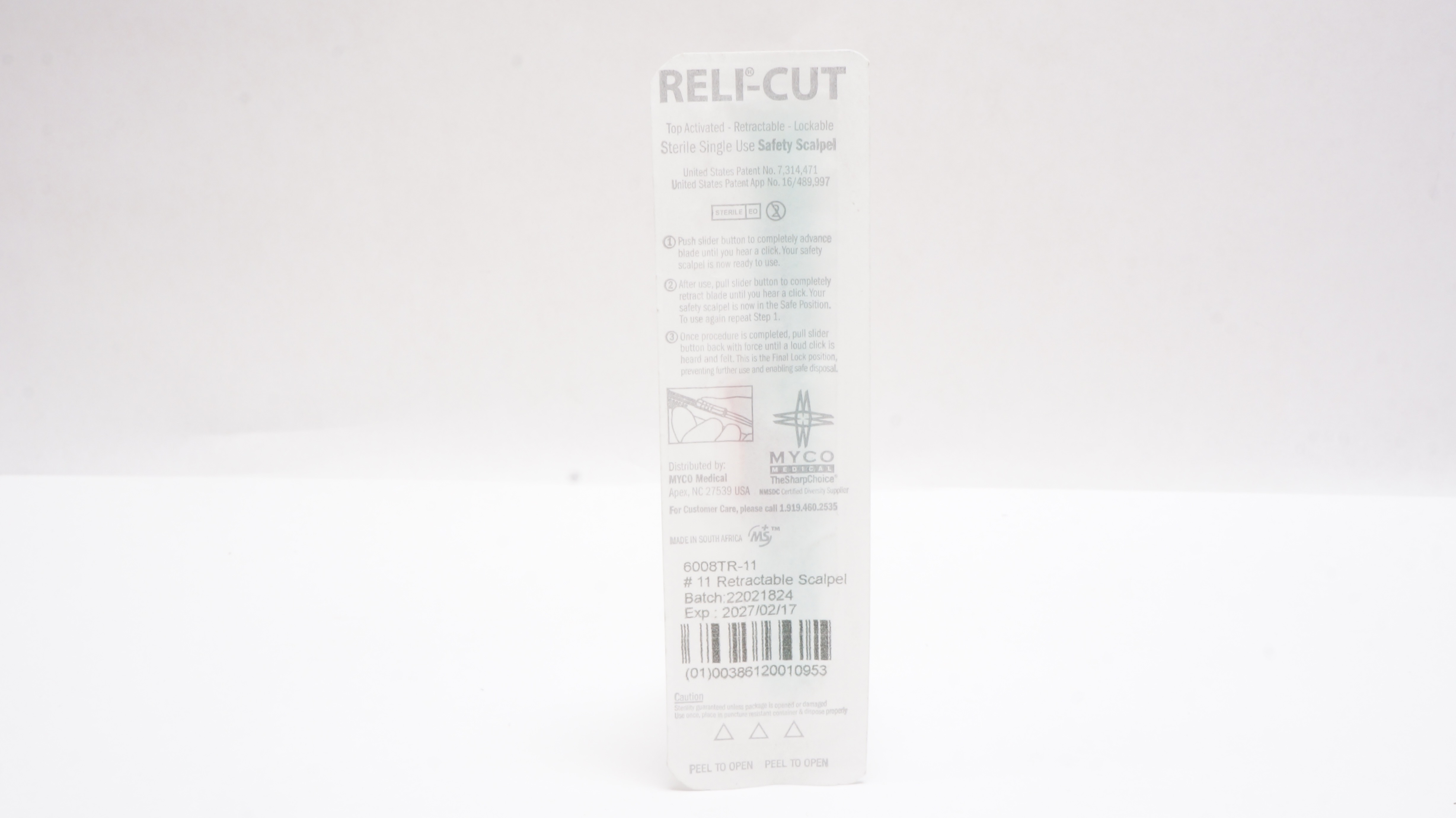 MYCO Medical 6008TR-11 Reli-Cut Retractable Safety Scalpels #11