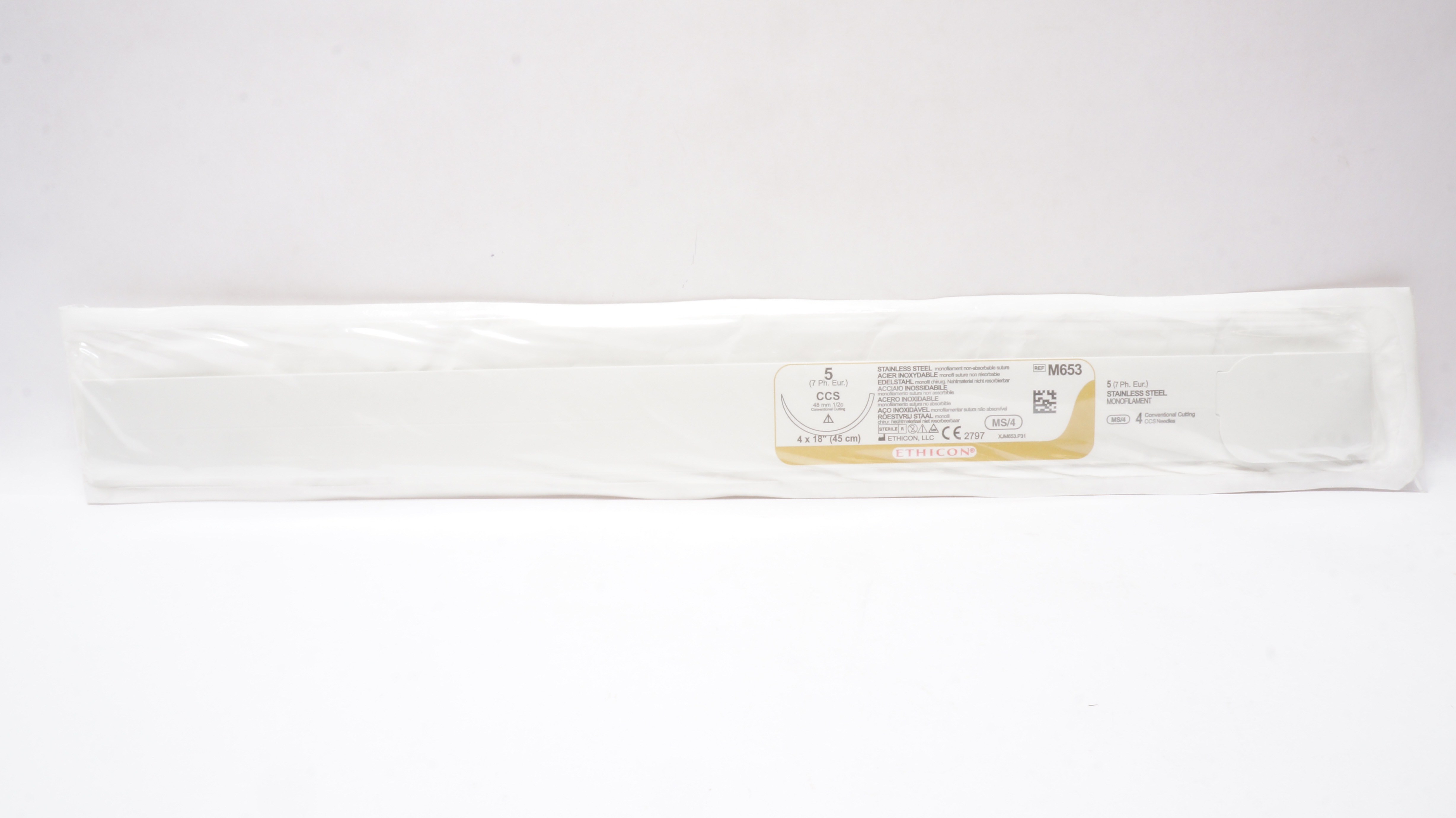 Ethicon M653 5 Monofilament Non-absorbable CCS 48mm 1/2c 4 x 18inch (x)