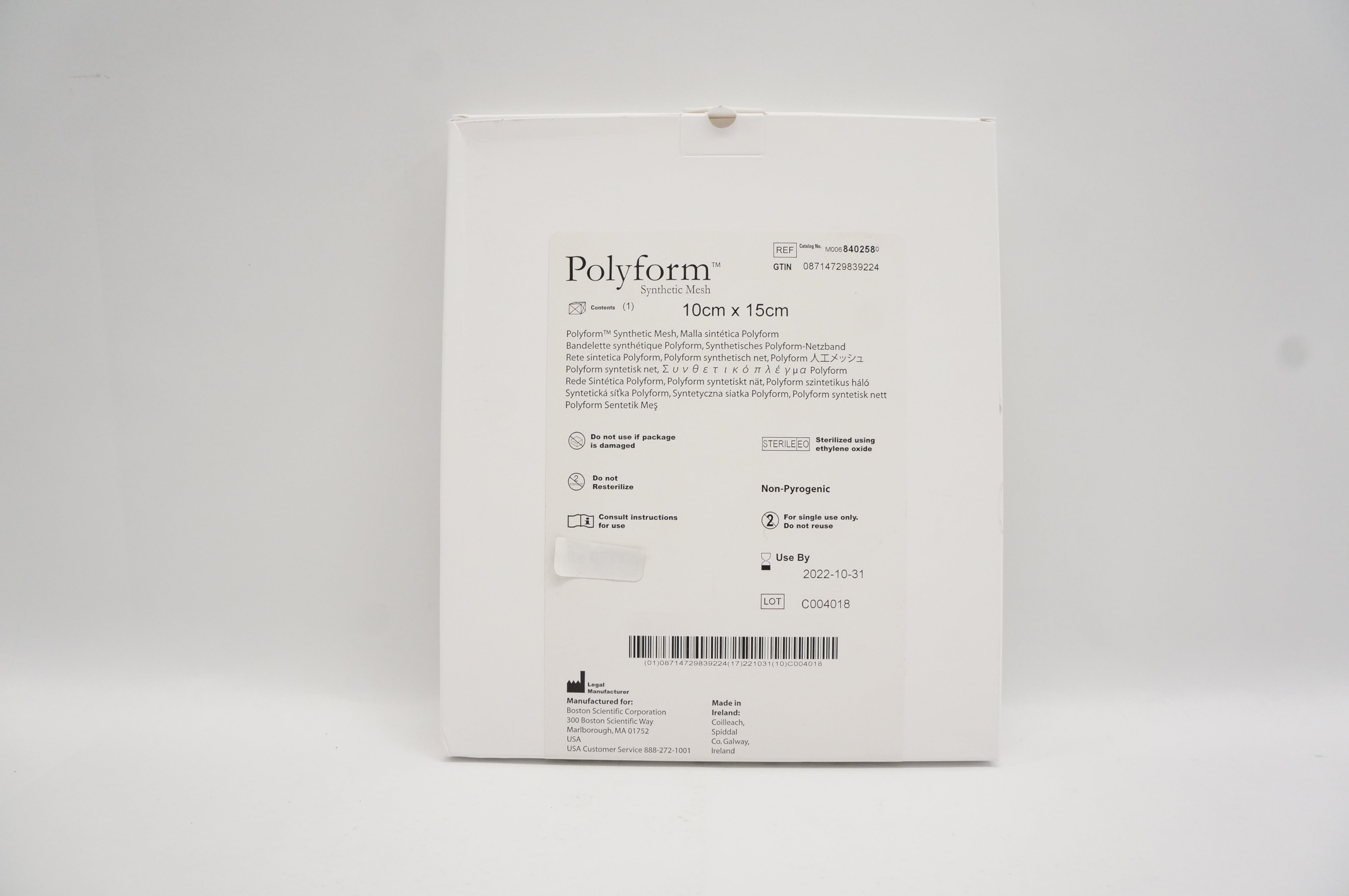 Poly Form Types Boston Scientific 840258 Polyform Synthetic Mesh 10cm x 15cm