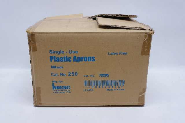 Busse 250 Hospital Disposable Plastic Aprons - Box of 144