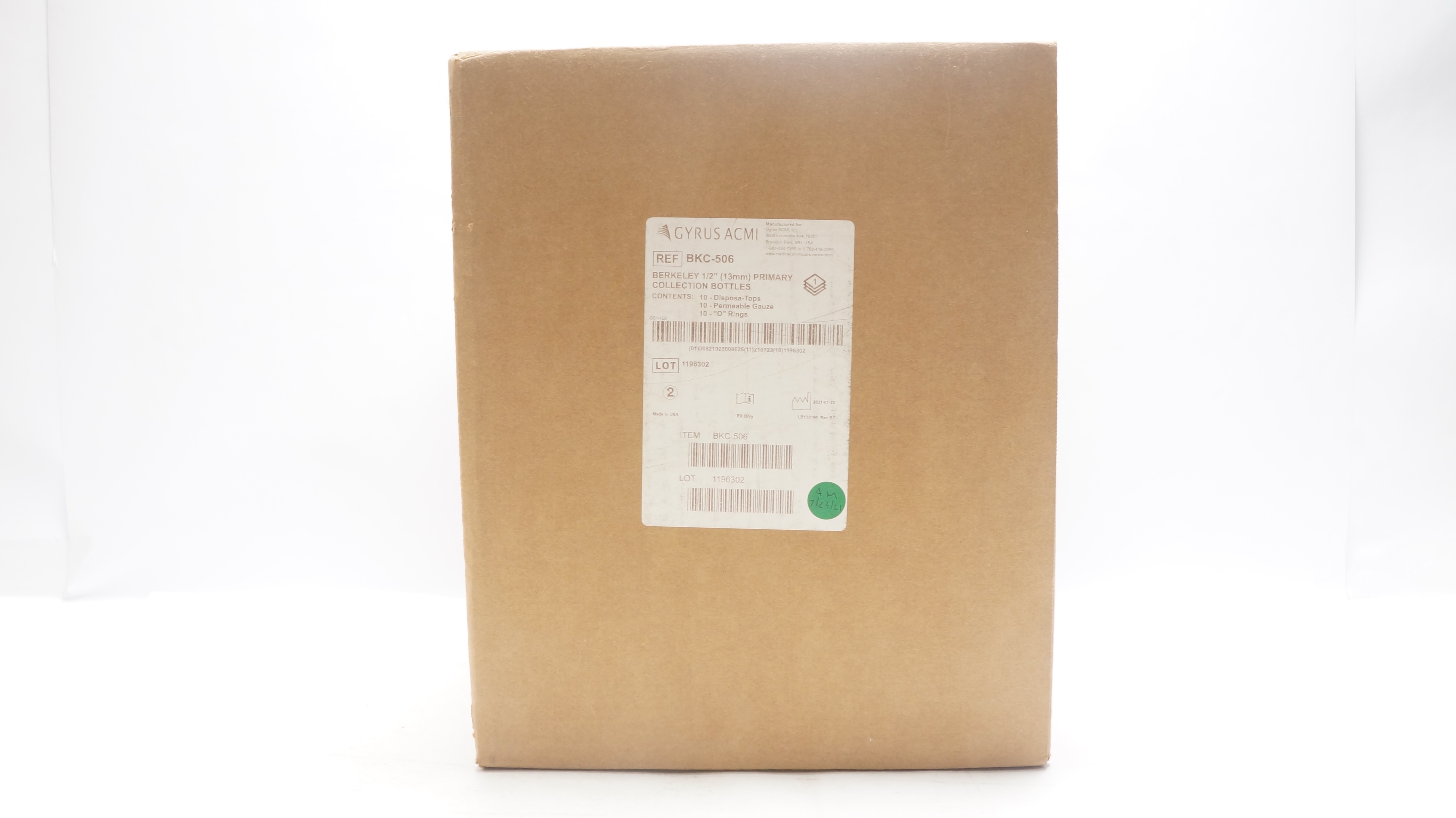 Olympus BKC506 Gyrus Acmi Berkeley 1/2inch Primary Collection Bottles