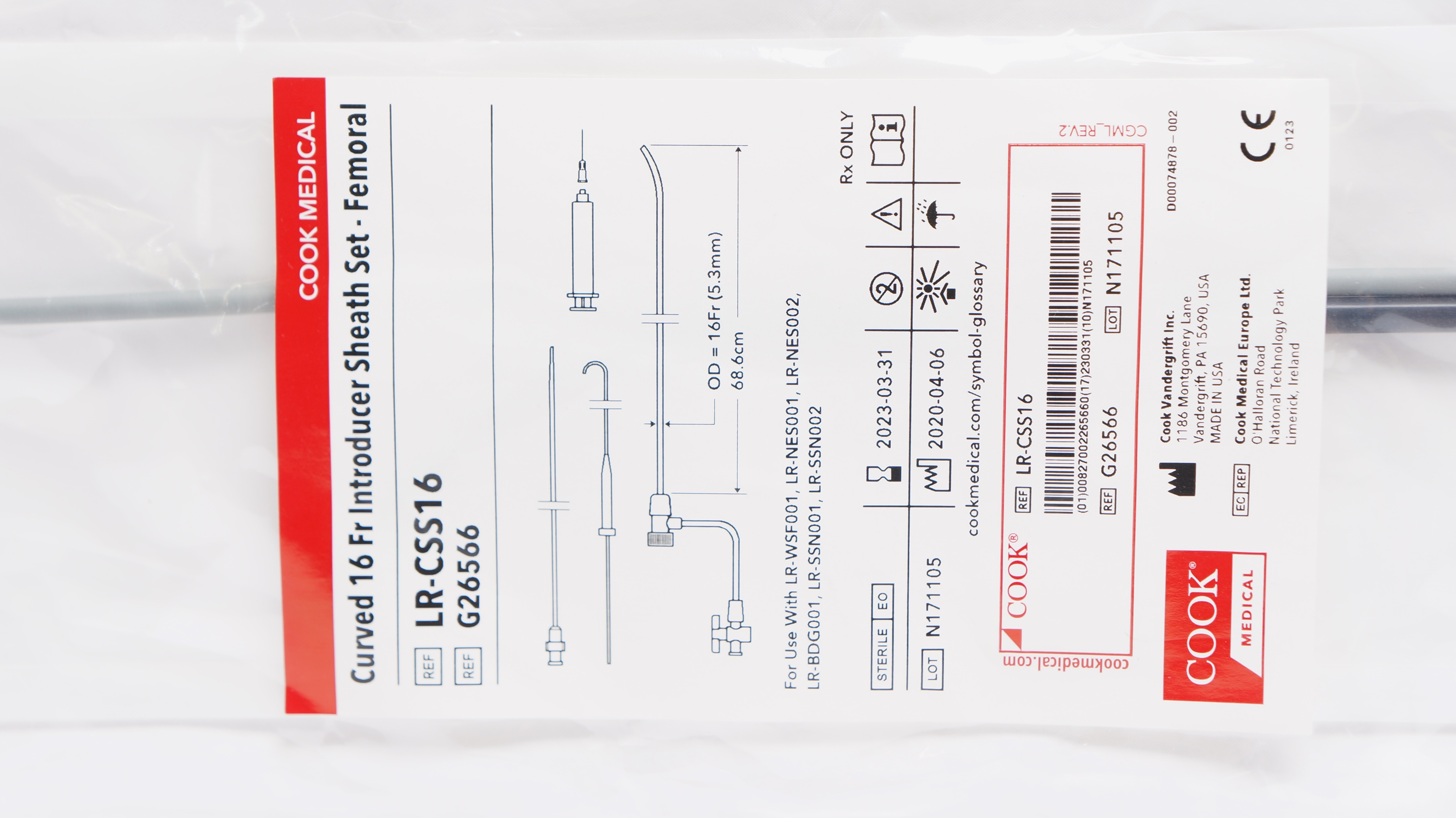 user_5816f61eページ Cook Medical G26566 Curved Introducer Sheath Set-Femoral 16Fr x