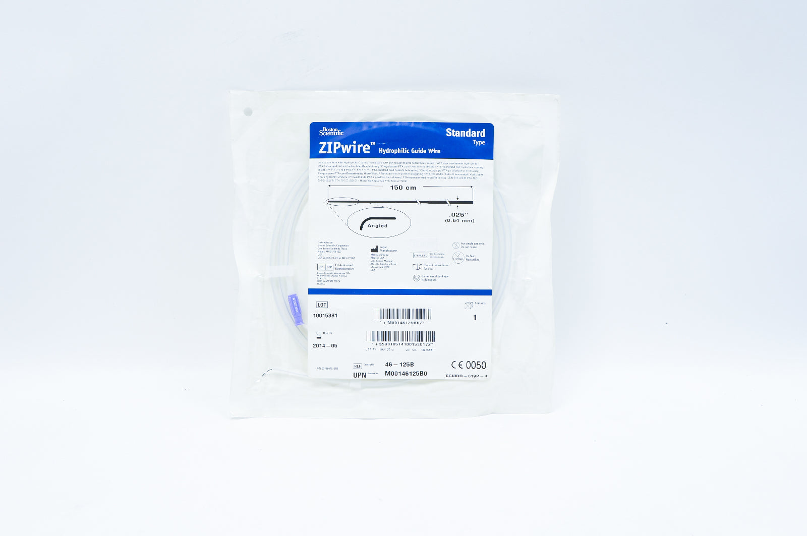 Boston Scientific 46-125B ZIPwire Hydrophilic Guide Wire 0.025inch x 150cm (x)