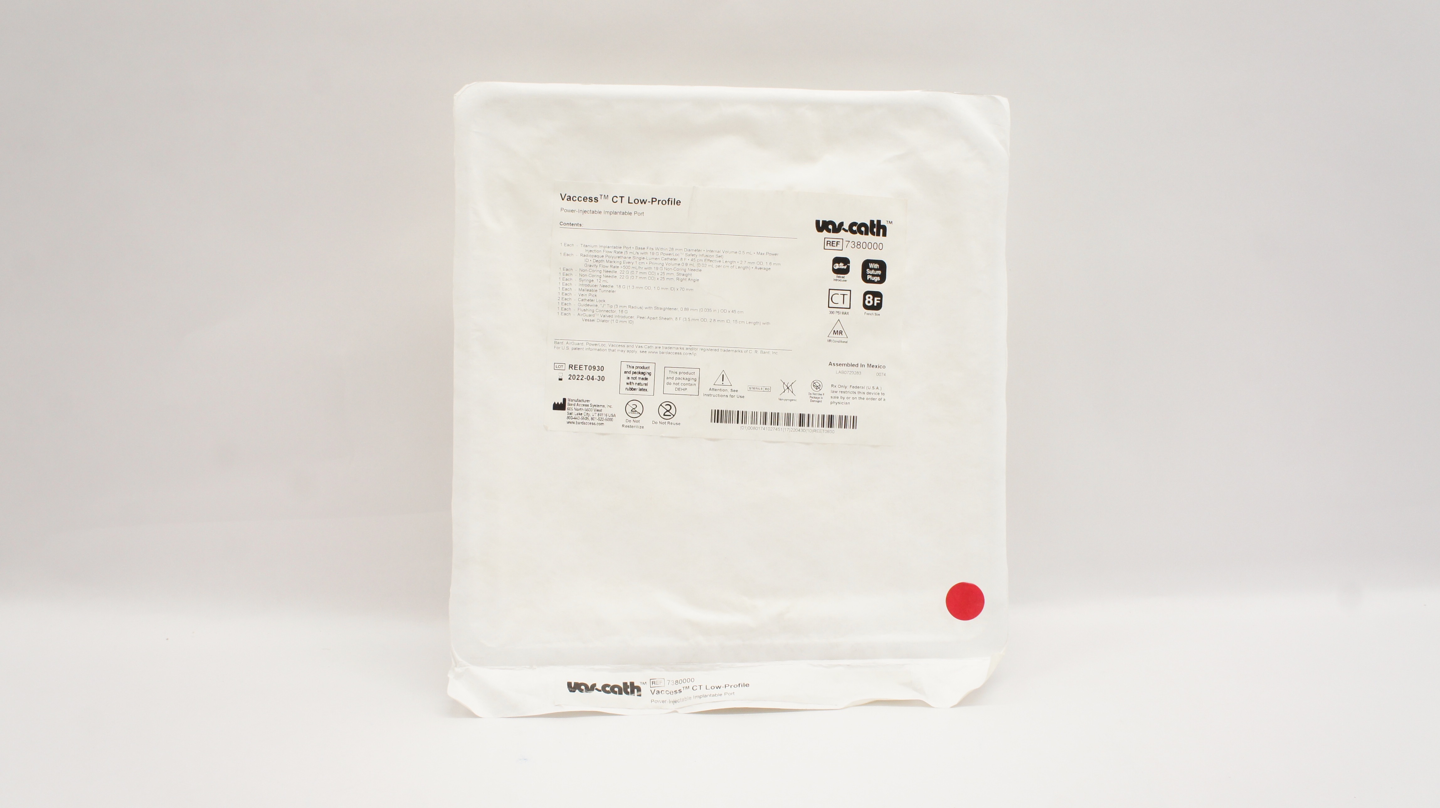 Bard 7380000 Vaccess CT LowProfile PowerInjectable Implantable Port