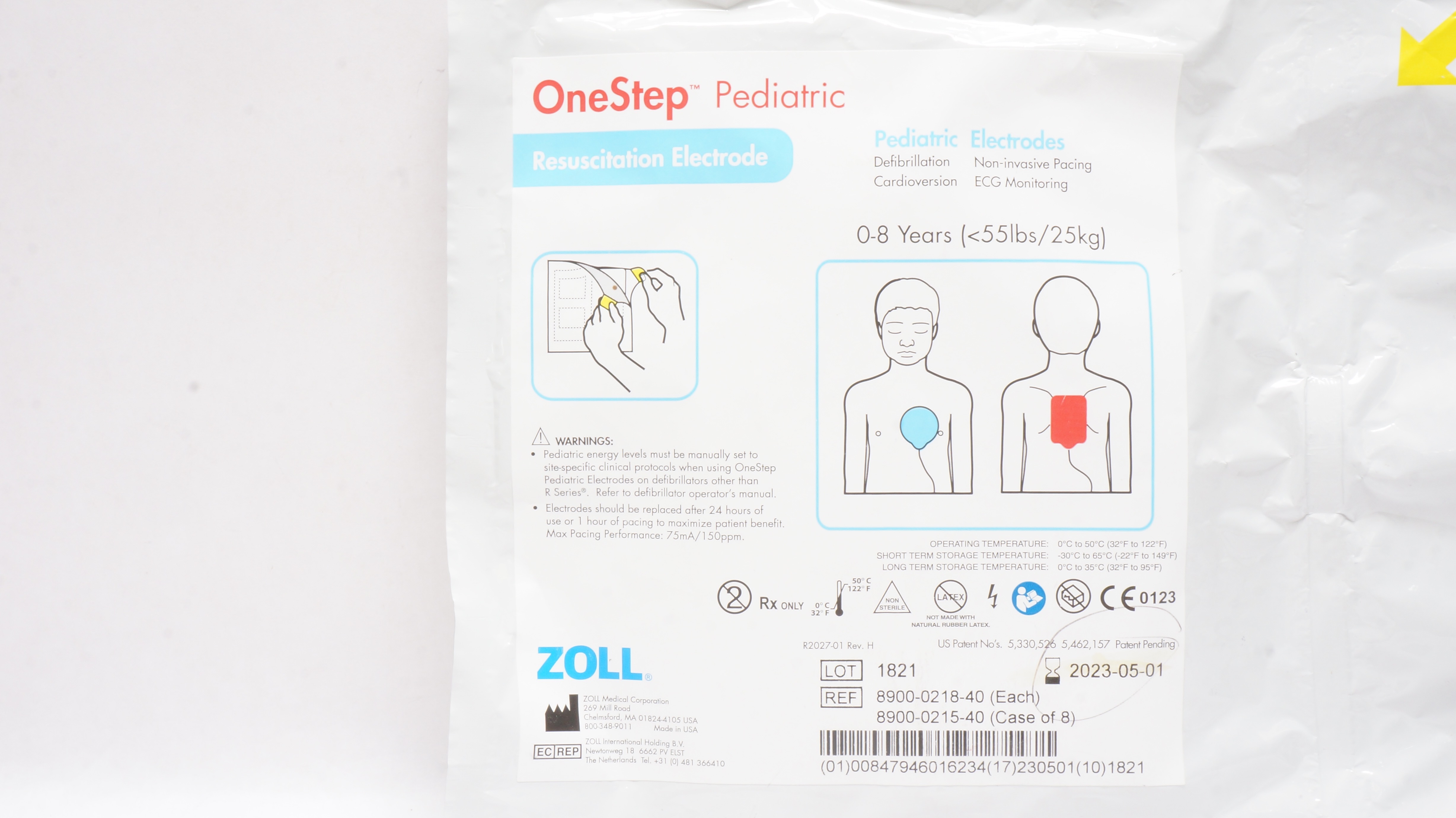 Zoll 8900-0218-40 OneStep Pediatric Resuscitation Electrode