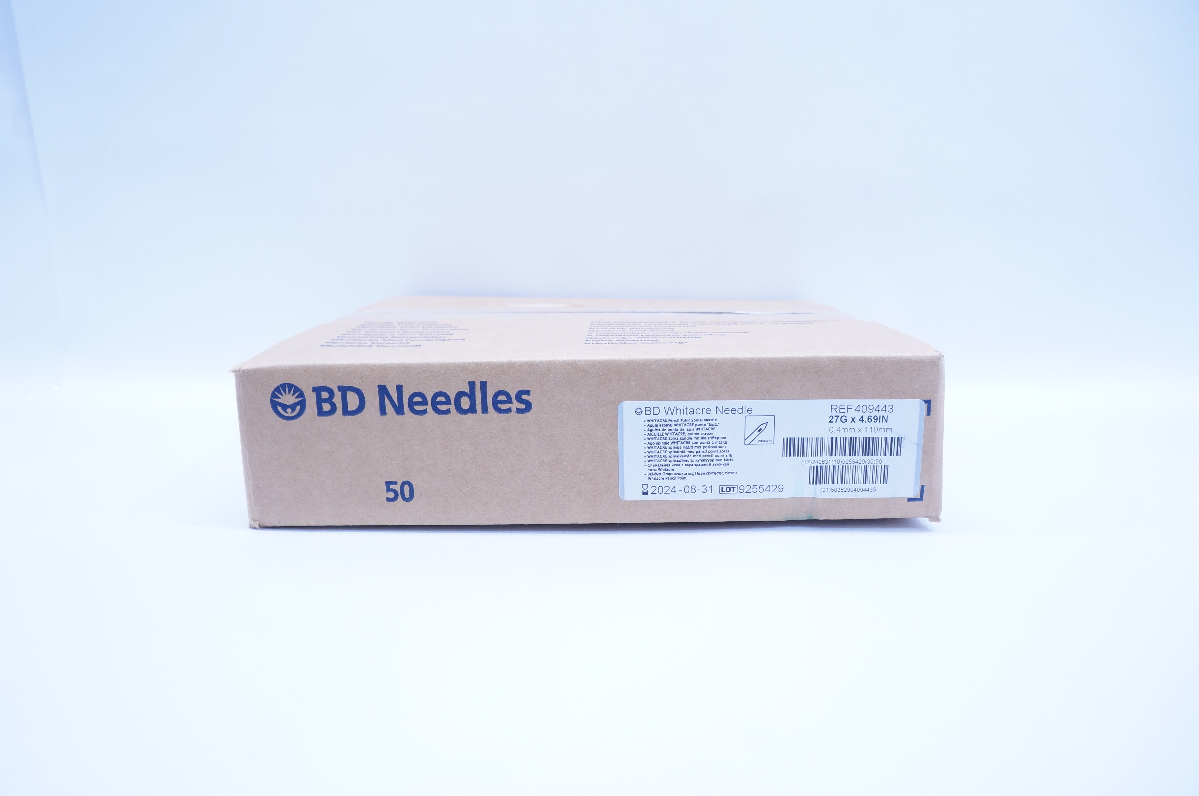BD 409443 Whitacre Pencil Point Spinal Ndle 27G x 4.69inch - Box of 50