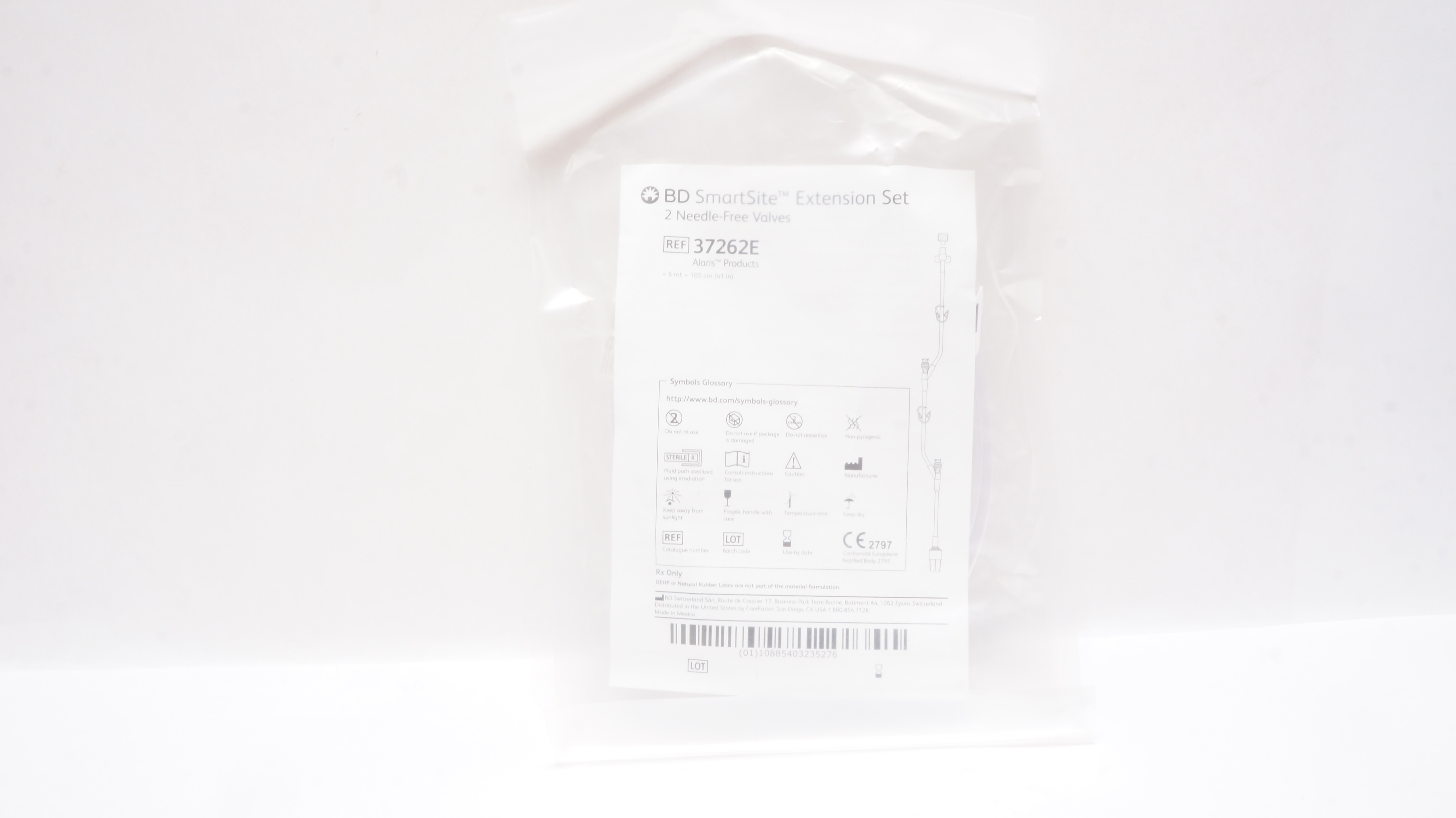 BD 37262E SmartSite Extension Set 2-Ndle. Free Valves 6mL x 41inch