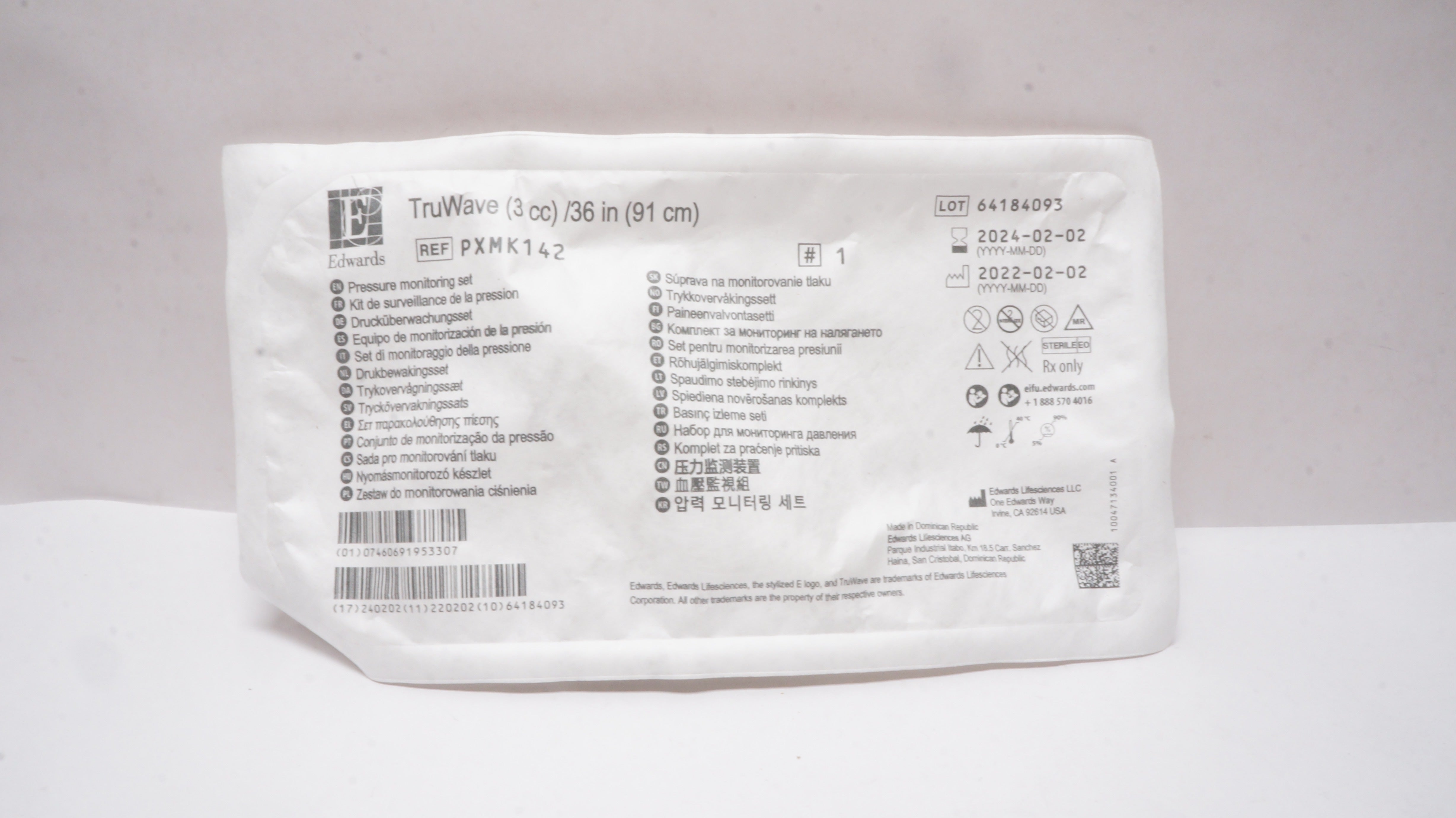 Edwards Lifesciences PXMK142 TruWave Pressure Monitoring Set (3cc)/36inch