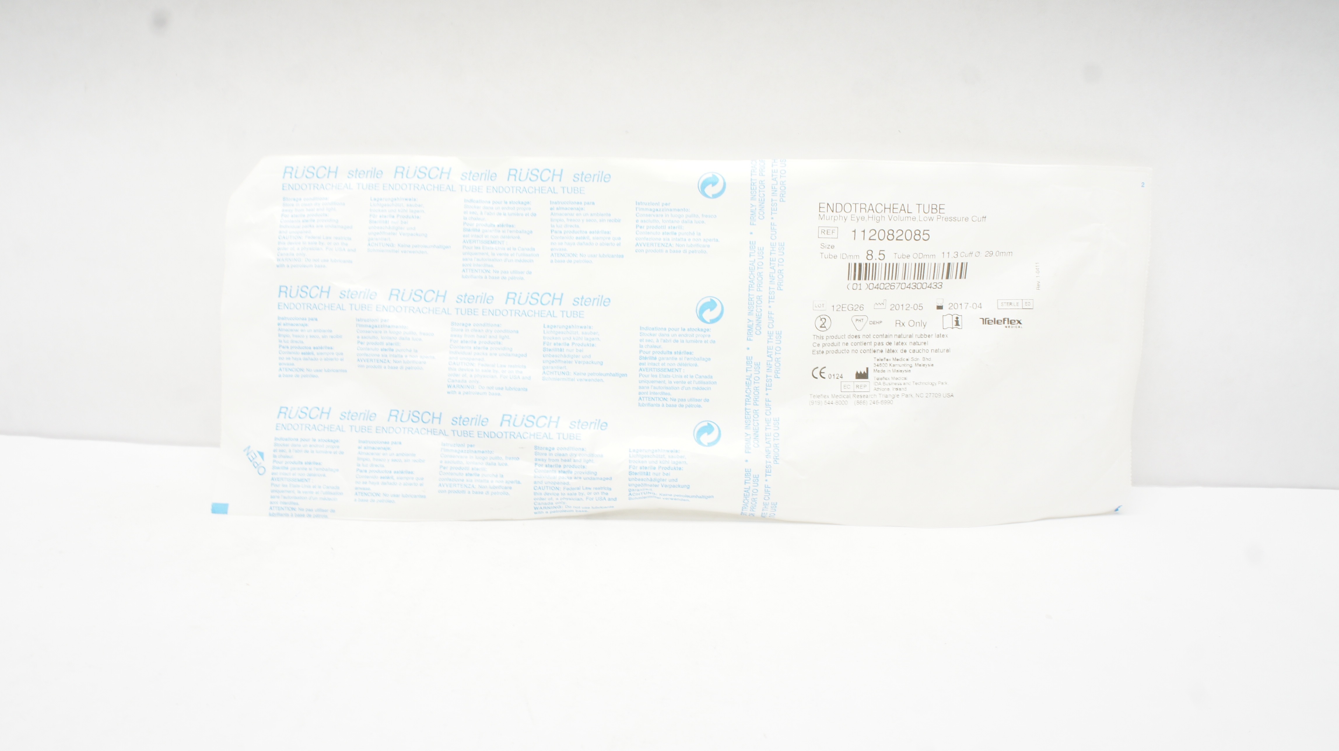 Teleflex 112082085 Endotracheal Tube Muprhy Eye 8.5 x 11.3cm (x)