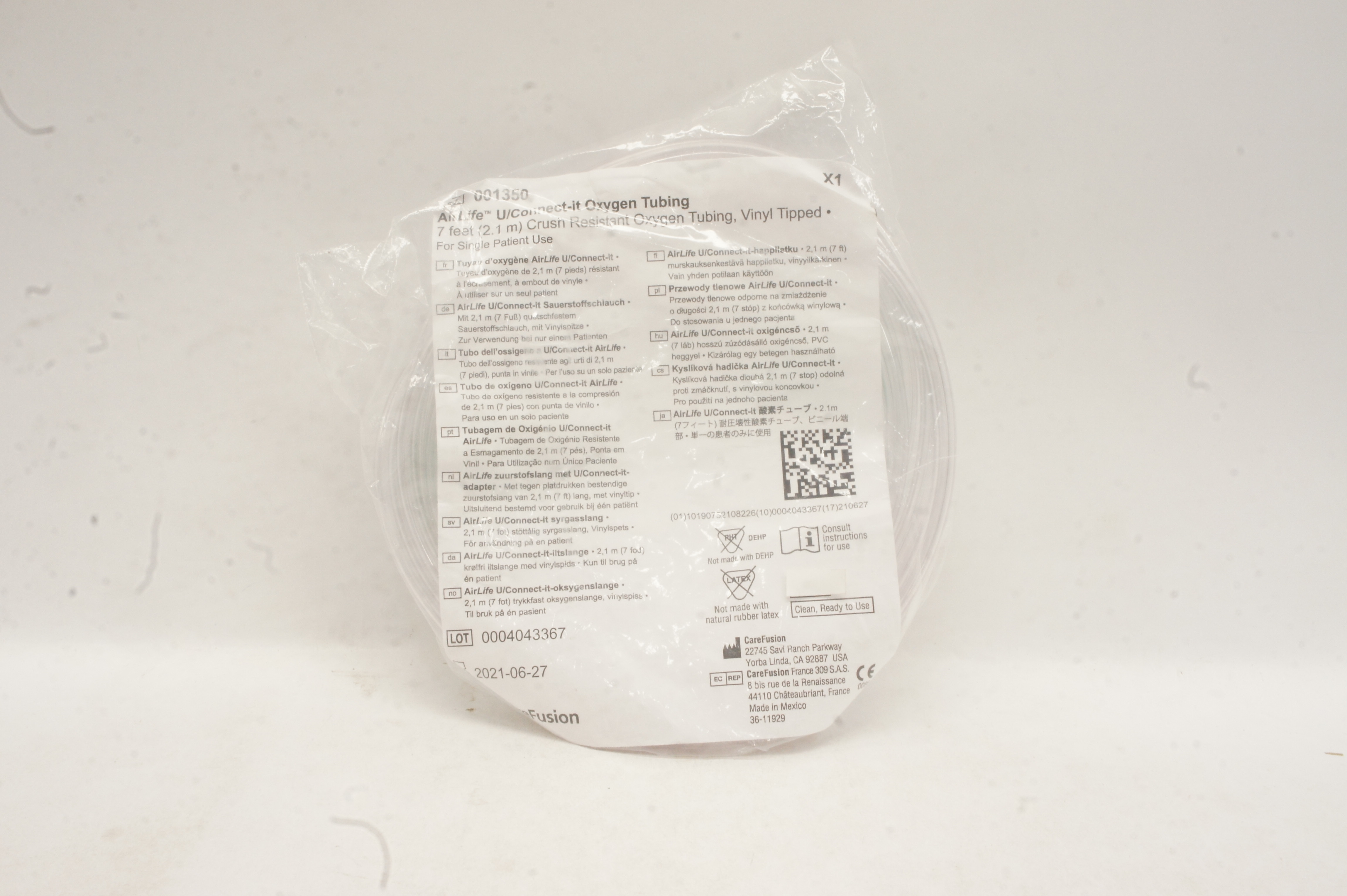CareFusion 001350 AirLife U/Connect-it Crush Resistant Oxygen Tubing 7ft. (x)