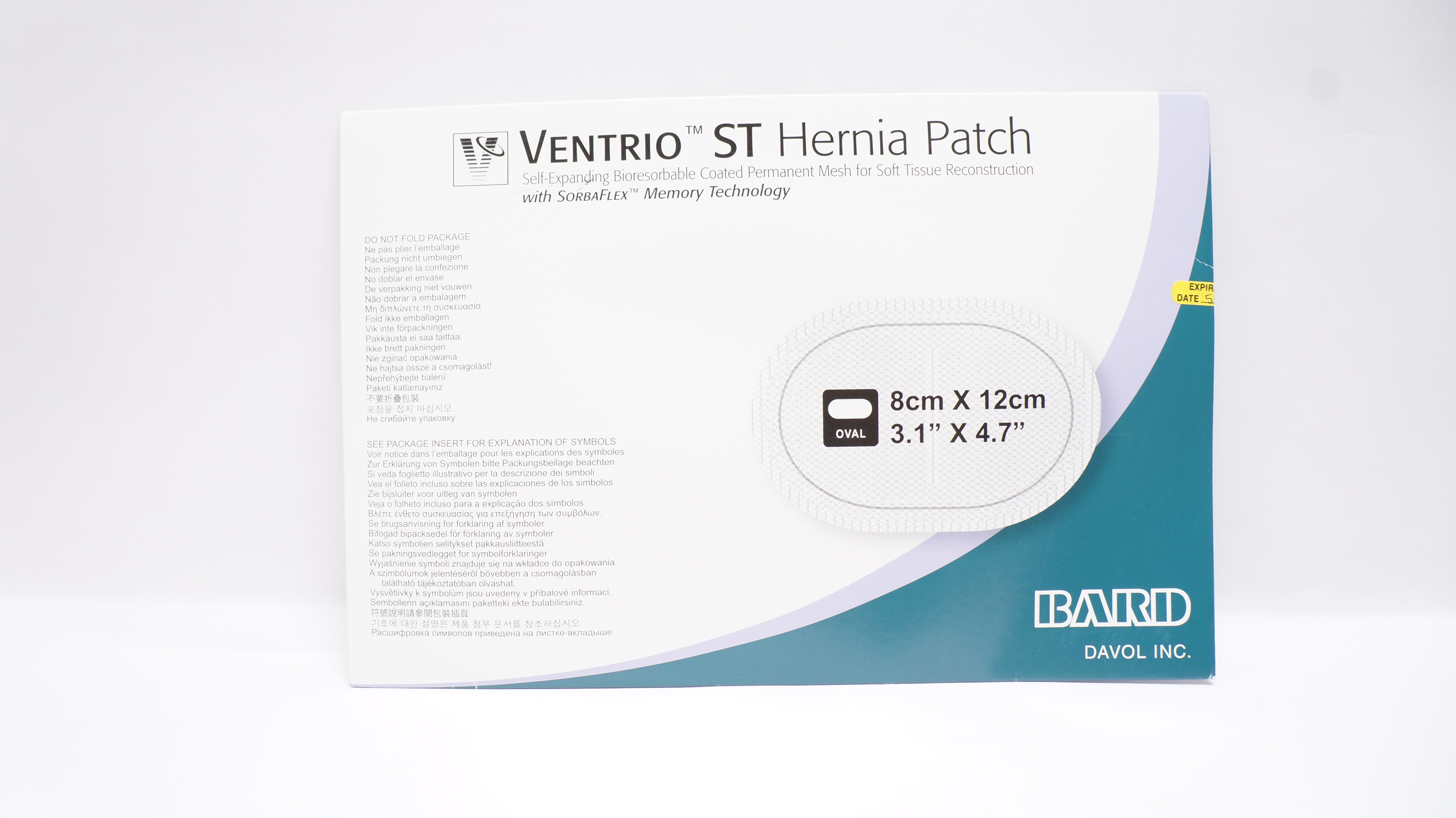 Bard 5950020 Ventrio ST Hernia Patch Bioresorbable Coated Mesh 4.5 x 4.5inch (x)