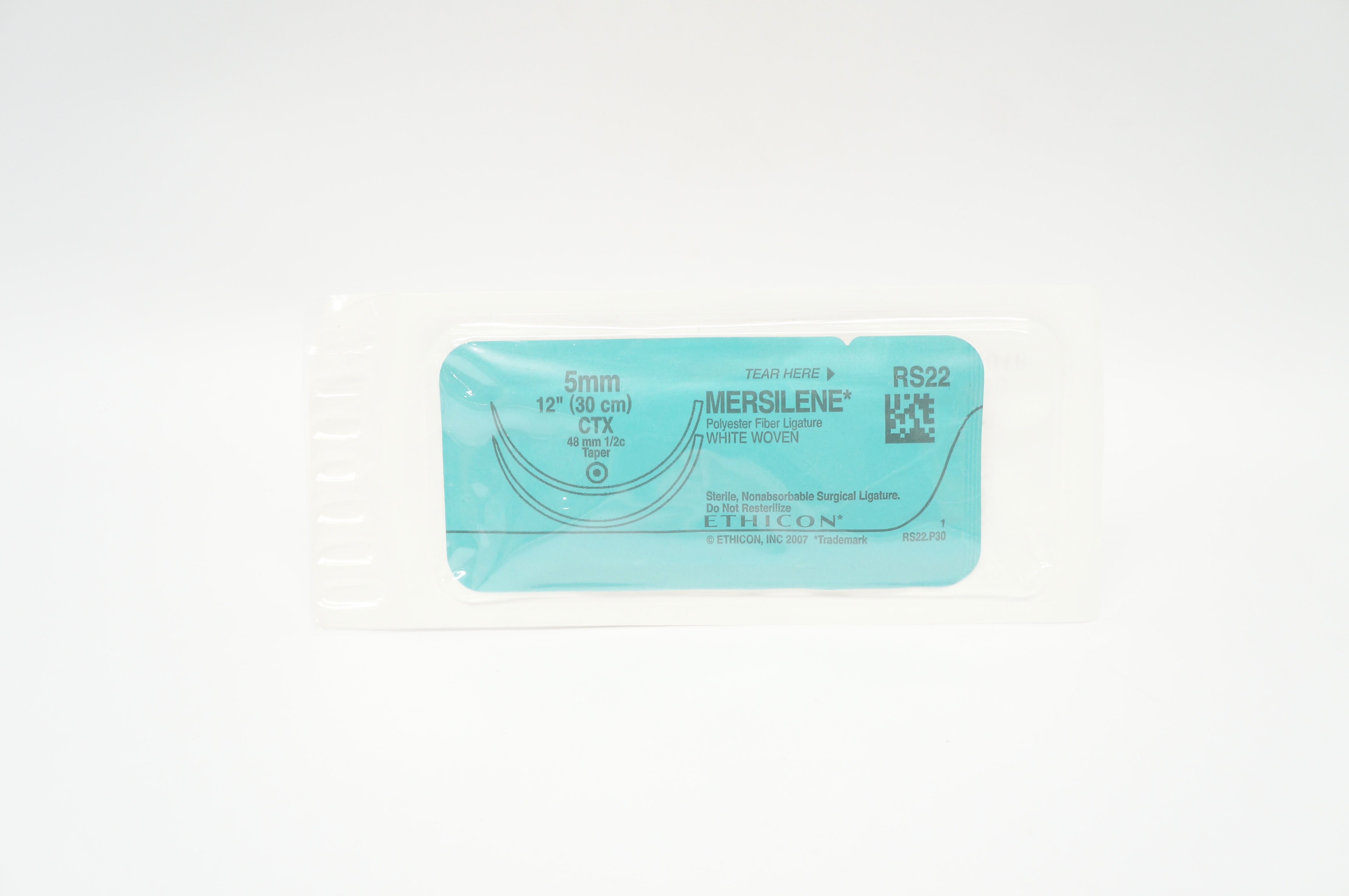 Ethicon RS22 Mersilene Polyester Fiber Ligature CTX 48mm 1/2c 12in (x)