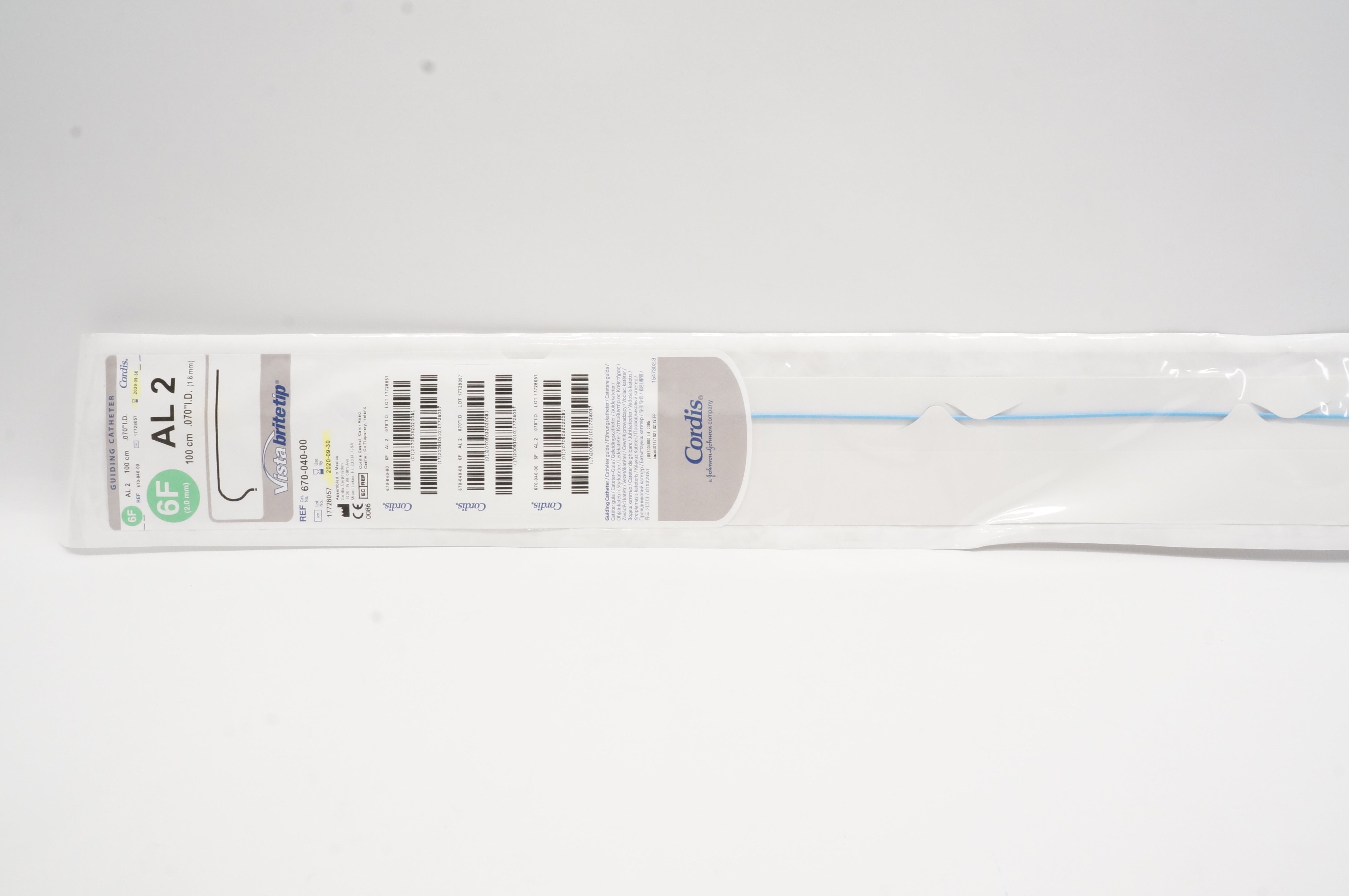 Cordis 67004000 Guiding Cath. AL 2, 6F x .070inch x 100cm (x)