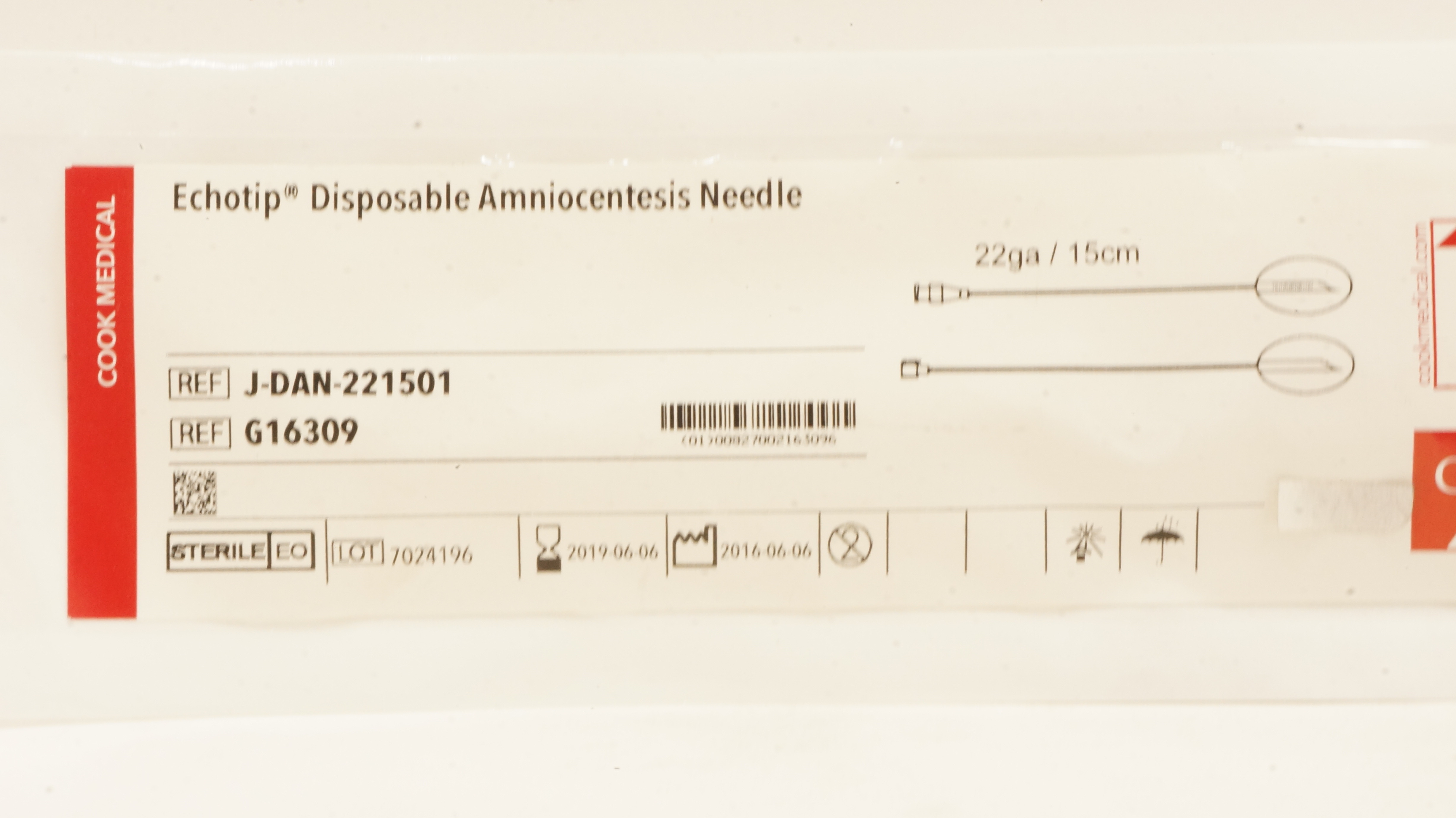 新品未使用 【イレギュラーチョイス】Ectoplasmic Cook Medical G16309 Echotip Disposable Amniocentesis Ndle 22ga x