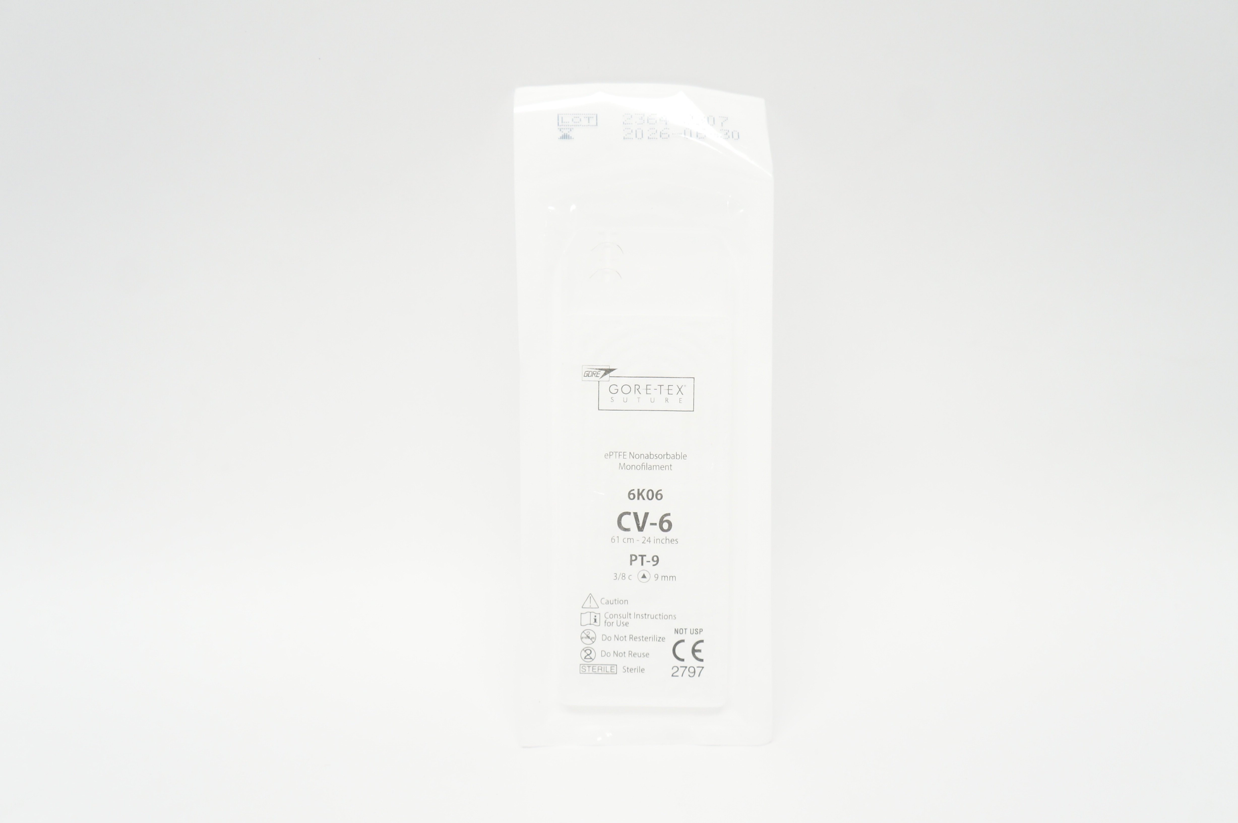 Gore 6K06 ePTFE Nonabsorbable Monofilament CV-6 PT-9 3/8c 9mm 24inch
