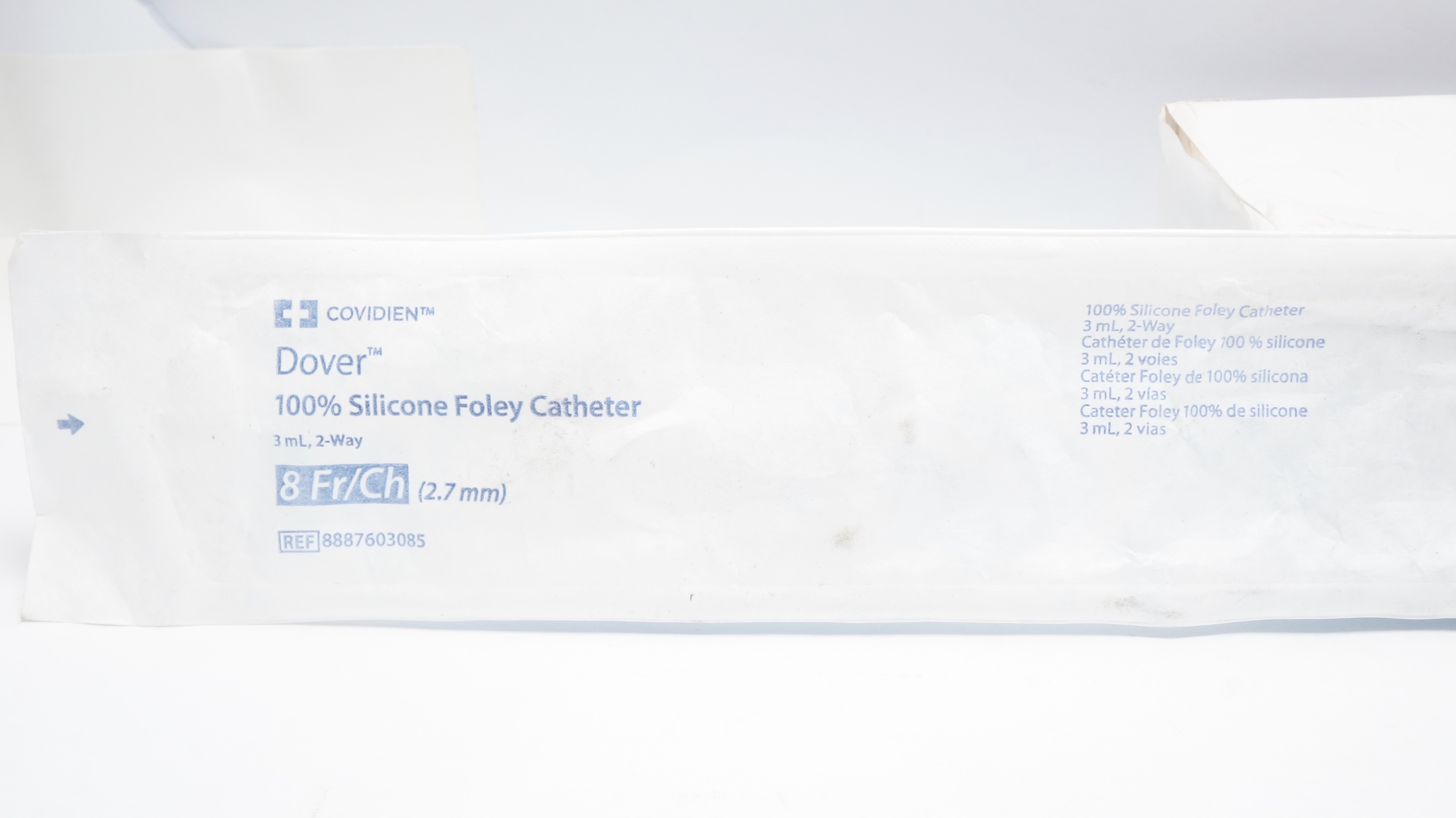 Covidien 8887603085 Dover 100% Silicone Foley Cath. 8Fr/Ch 3ml, 2-way