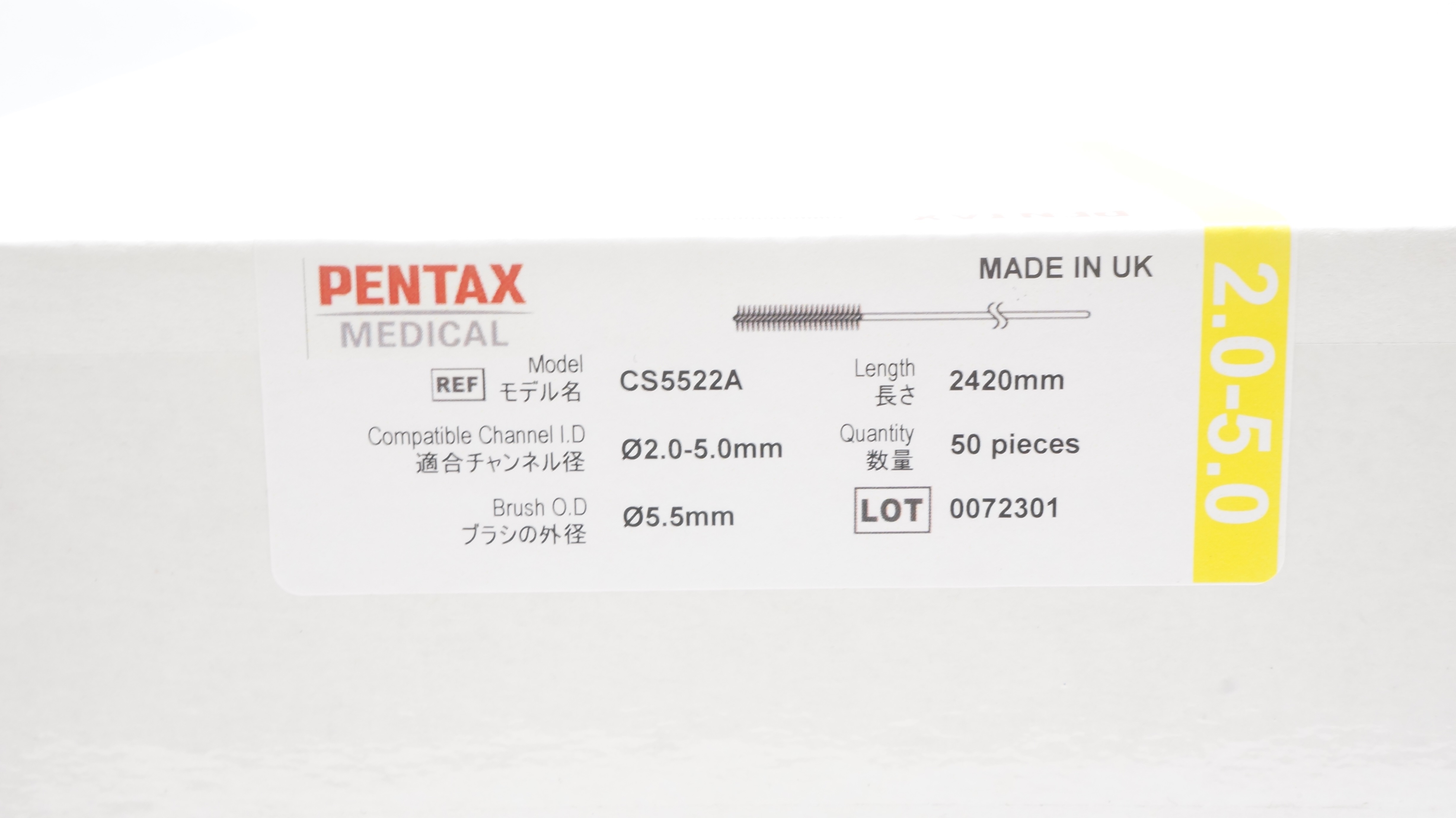 Pentax Medical CS5522A Endoscope Cleaning Brush Kits 2-0 - 5.0mm - Box of 50