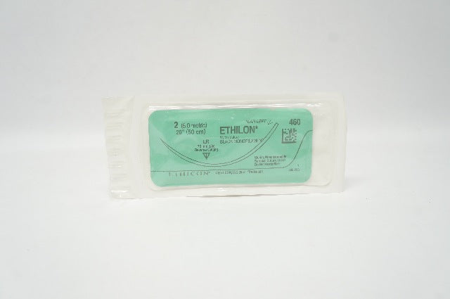 Ethicon 460, 2 Ethilon Nylon LR 75mm 3/8C, Reverse Cutting,  20inch (x)