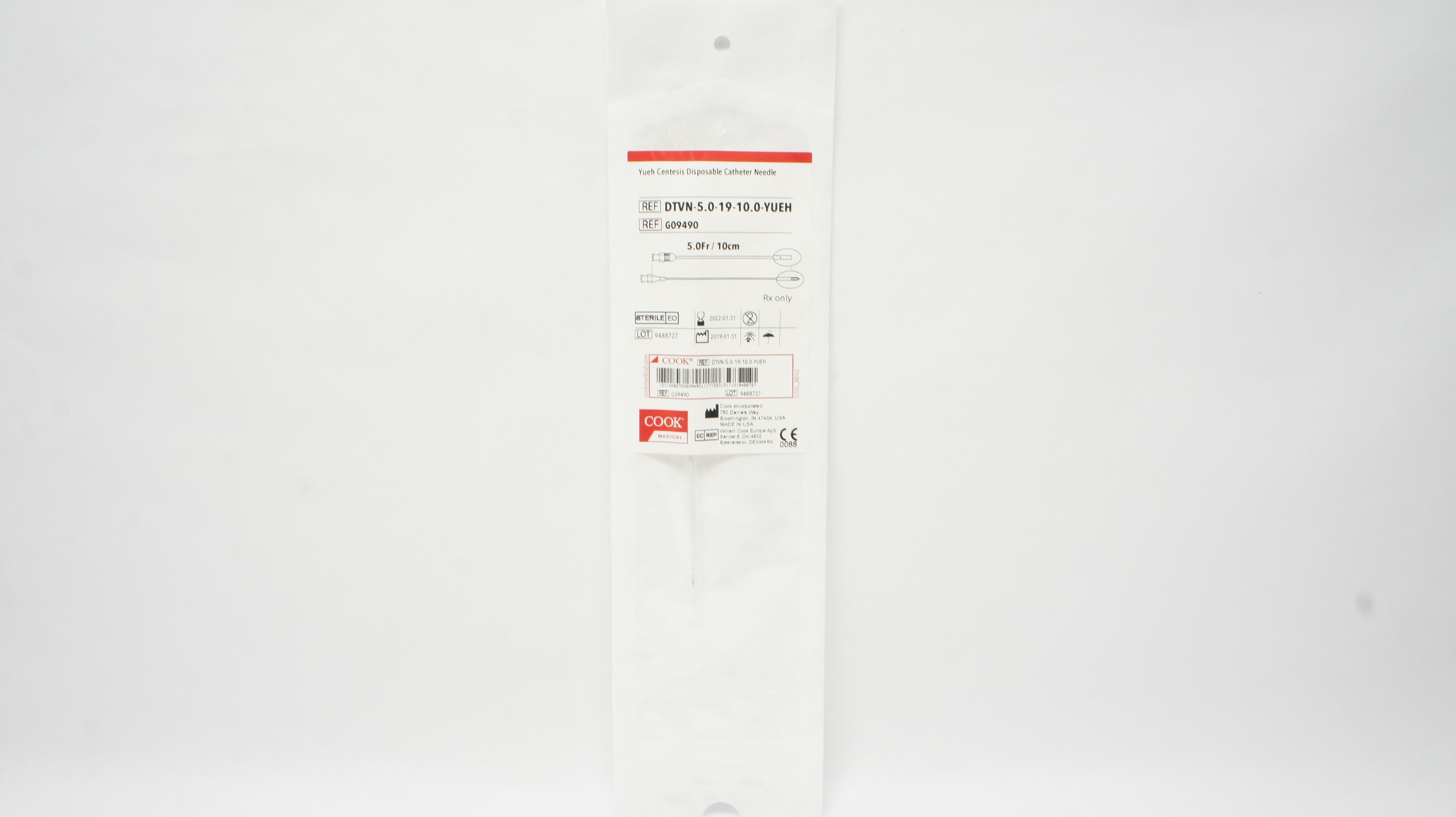 Cook Medical G09490 Yueh Centesis Disposable Cath. Ndle. 5Fr. x 10cm (x)