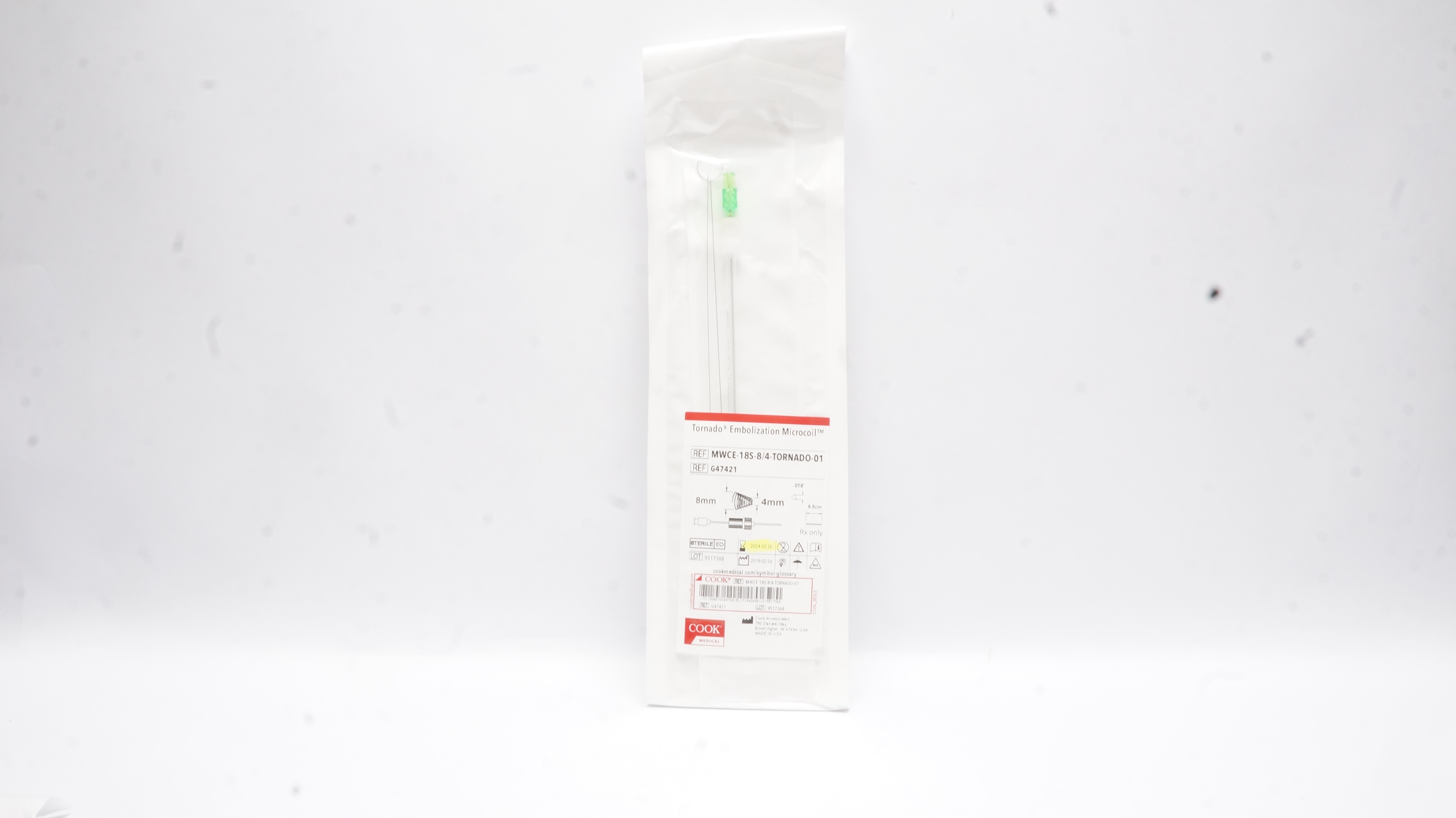 Cook Medical G47421 Tornado Embolization Microcoil .018inch x 9.5cm, 8-4mm (x)