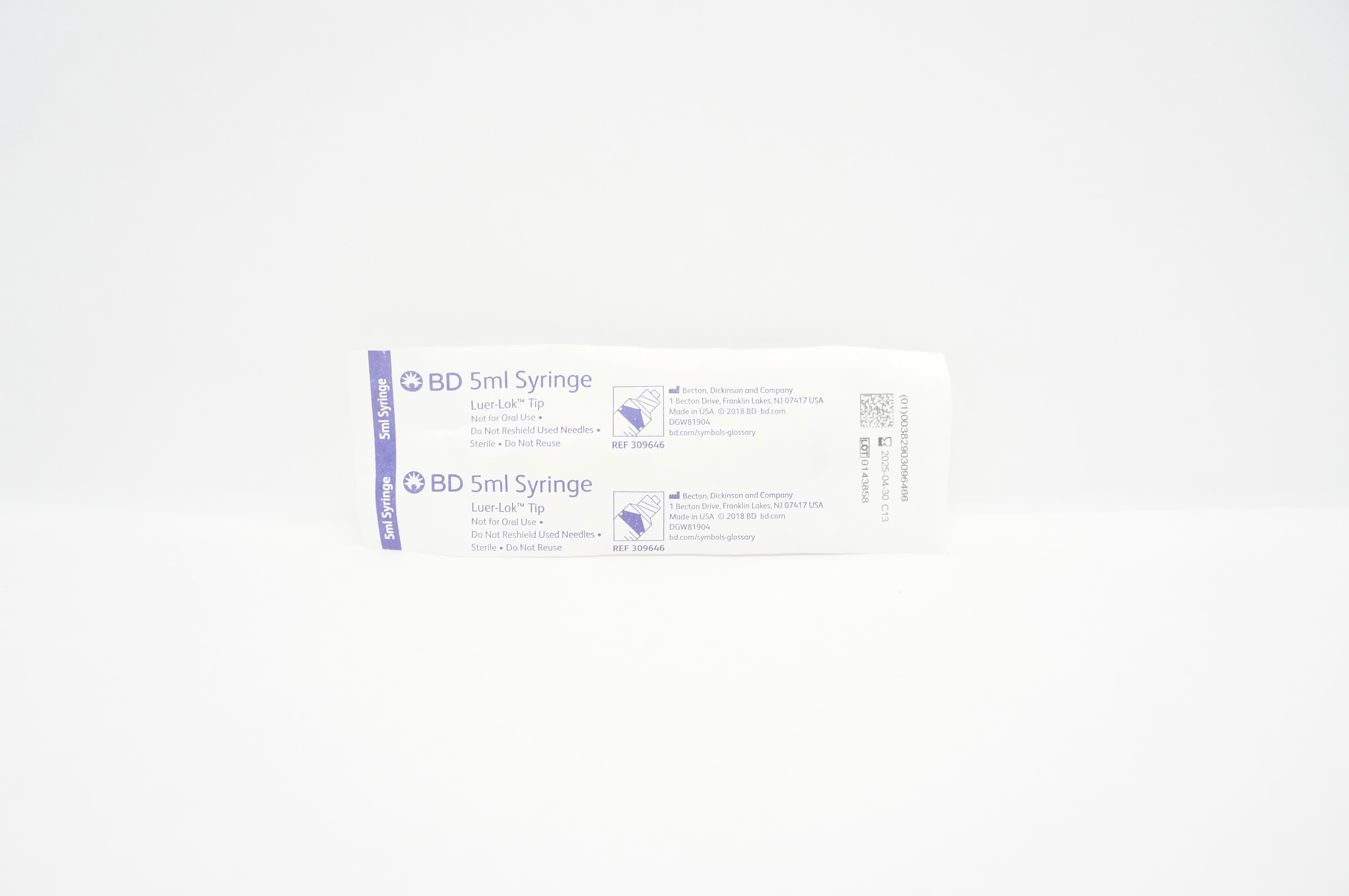 BD 309646 Syringe, Luer Lok Tip, 5 mL