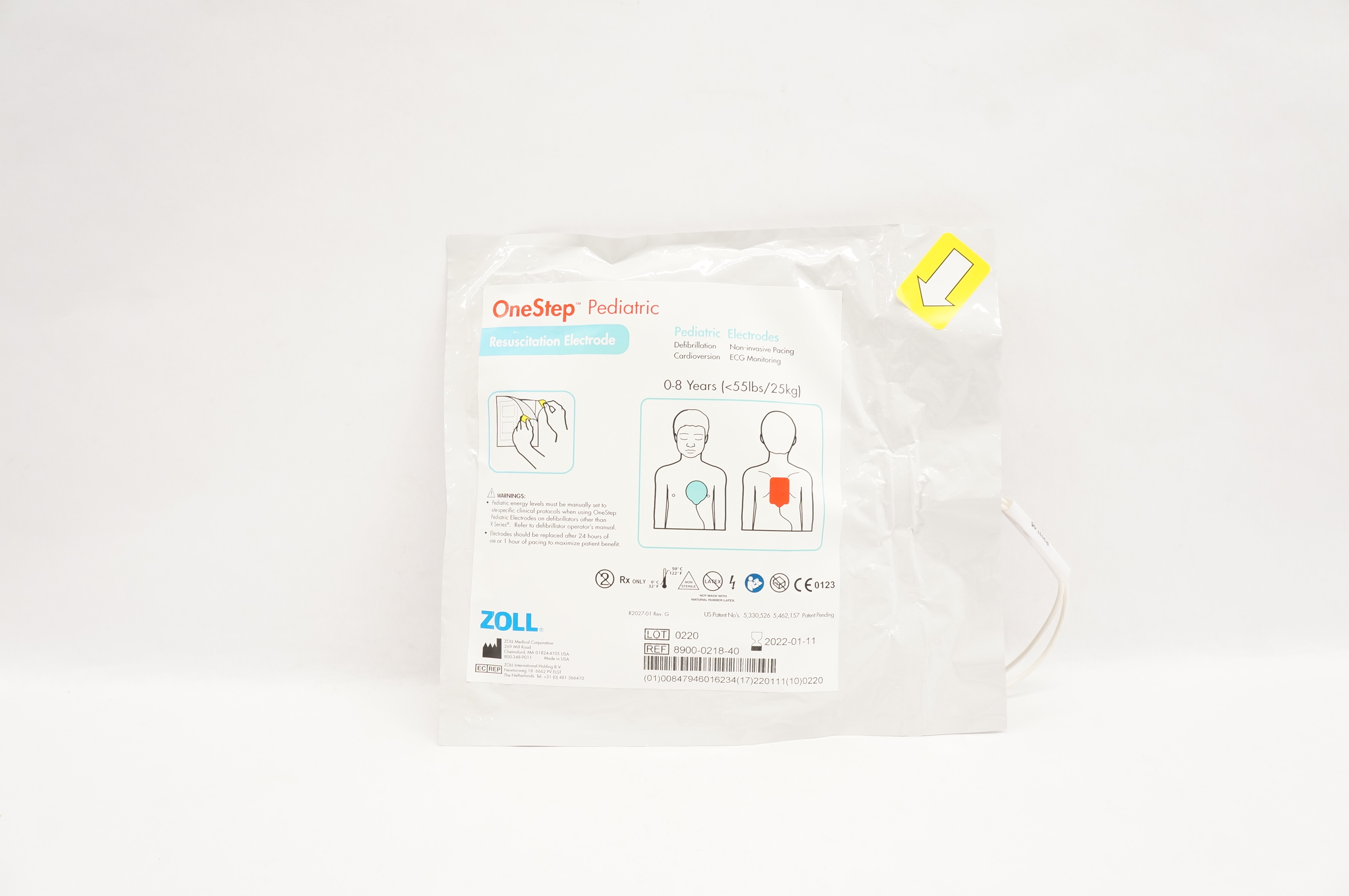 Zoll 8900-0218-40 OneStep Pediatric Resuscitation Electrode 0-8 Years <55lbs (x)